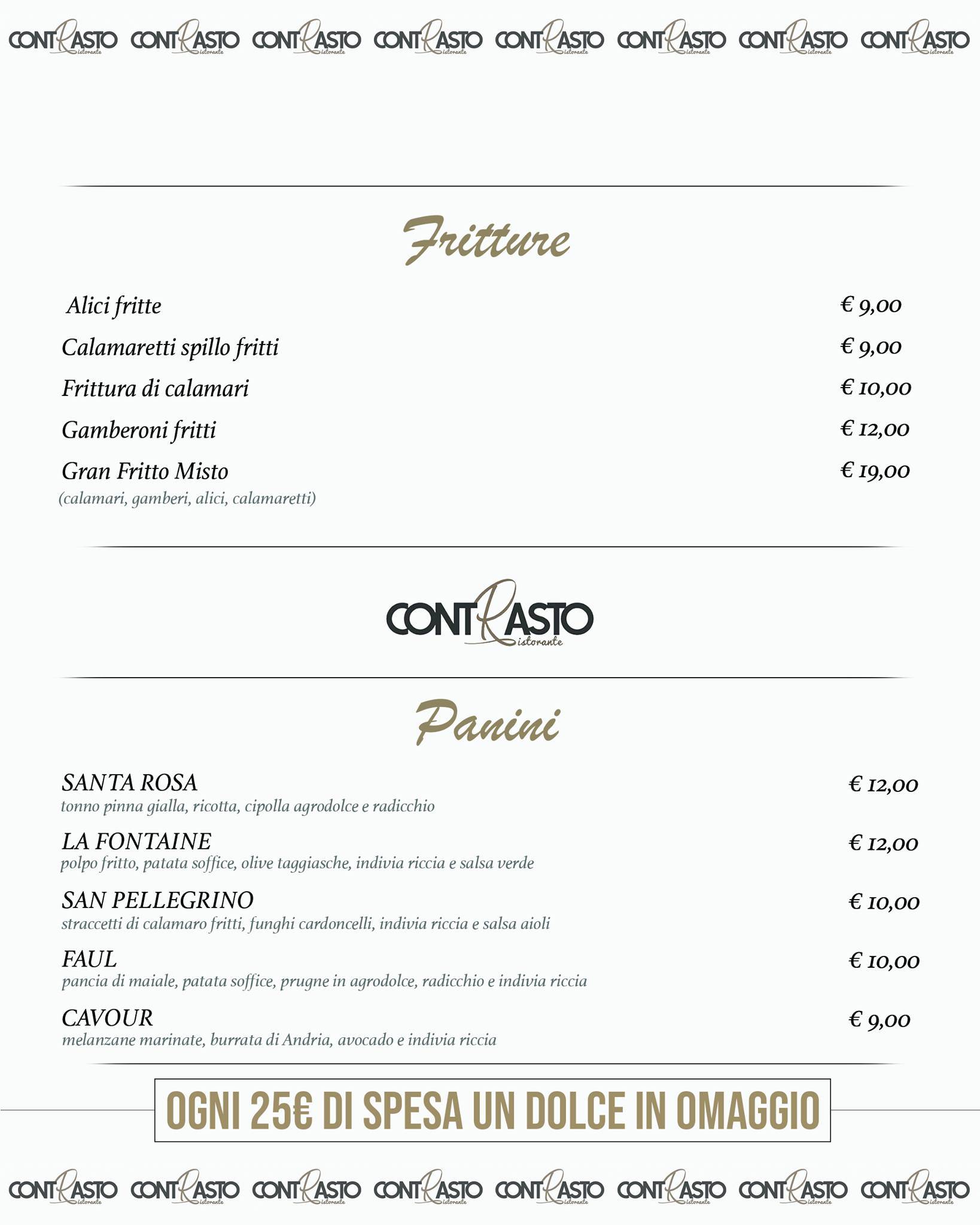 Menu di Contrasto Ristorante - Viterbo 