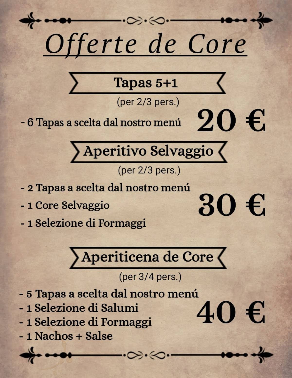 Menu di Core Bistrot 