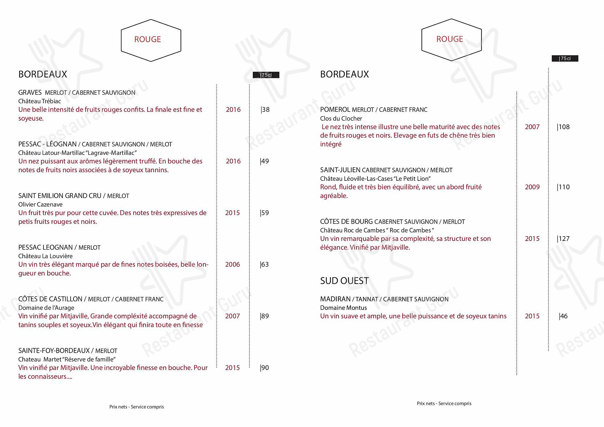 Menu pour Coretta - Set menu