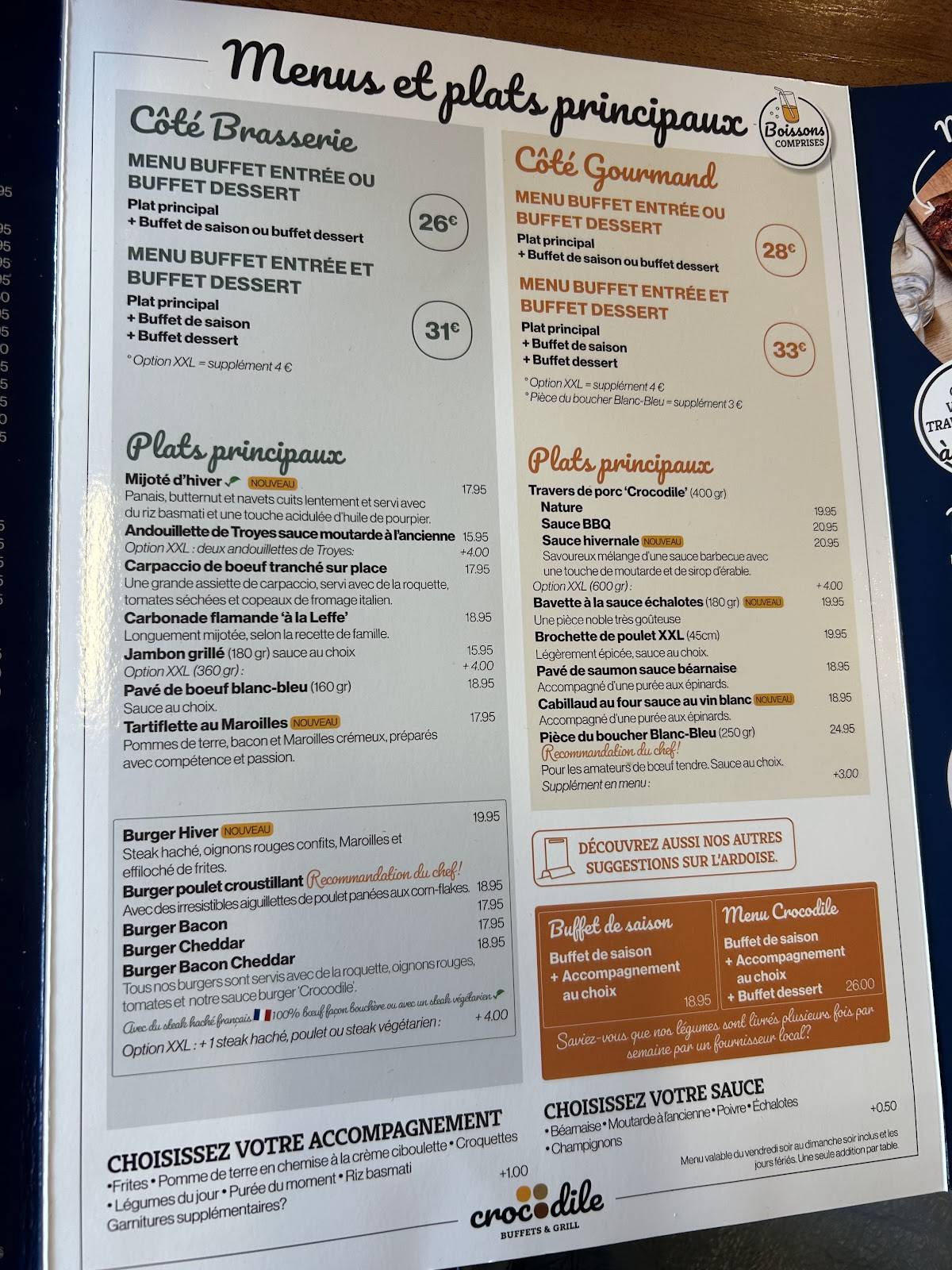 Menu de crocodile