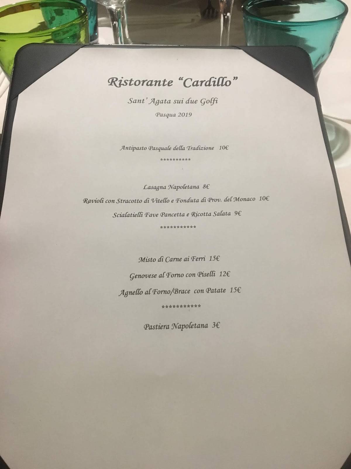 Menu di Cardillo SeaView 