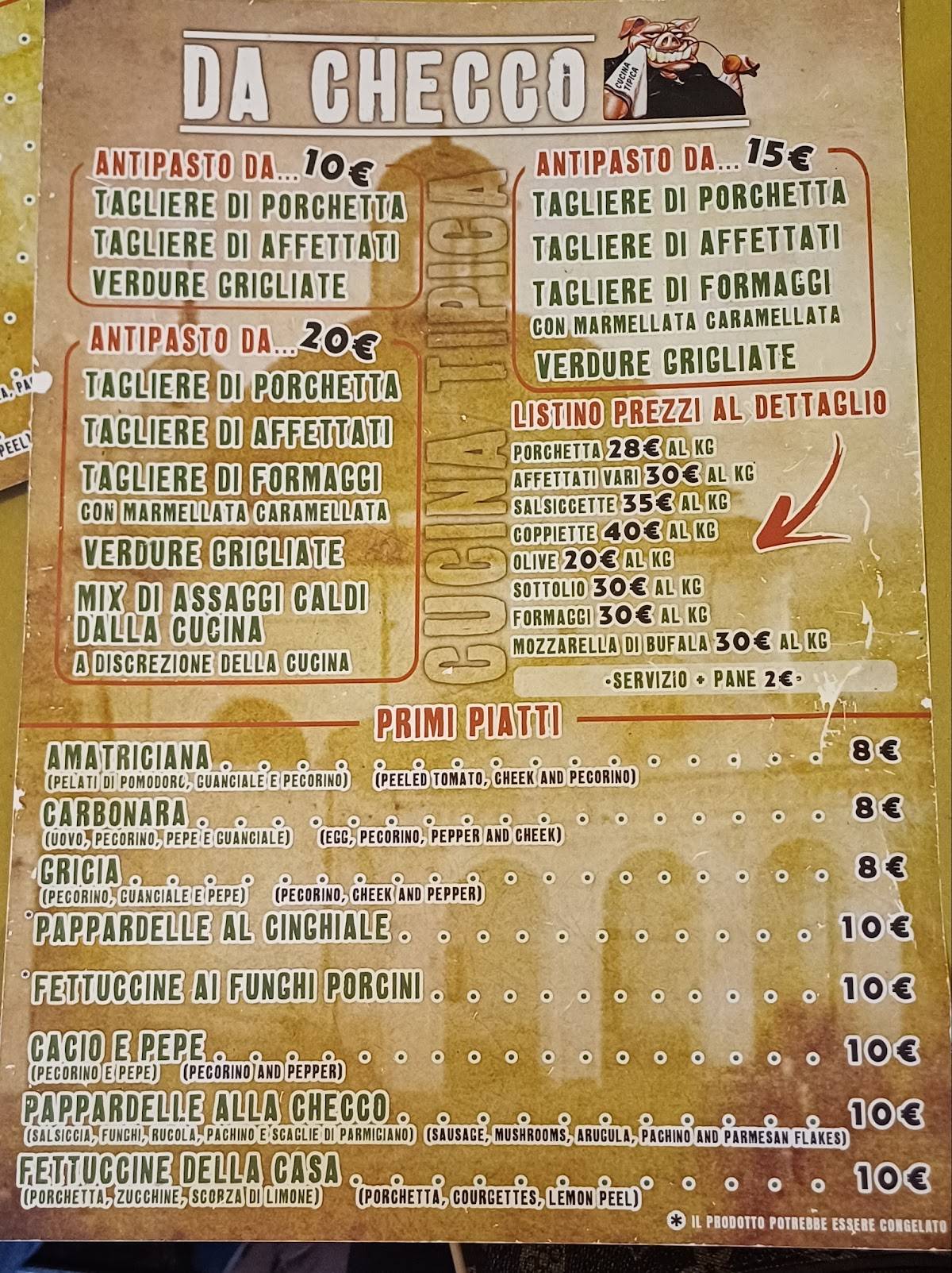 Menu di Da Checco Di Barbetta Paolo 