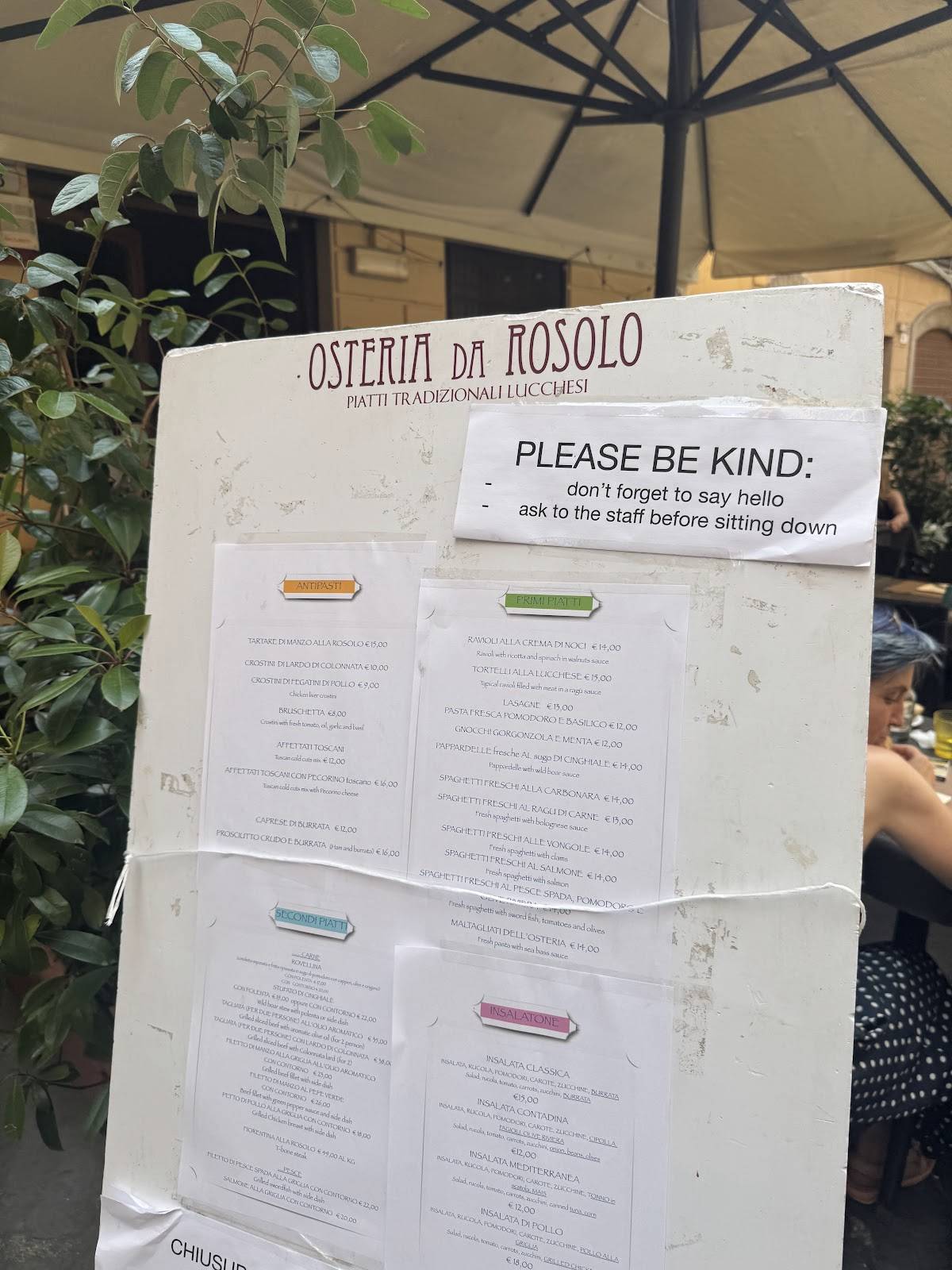 Menu di Da Rosolo 