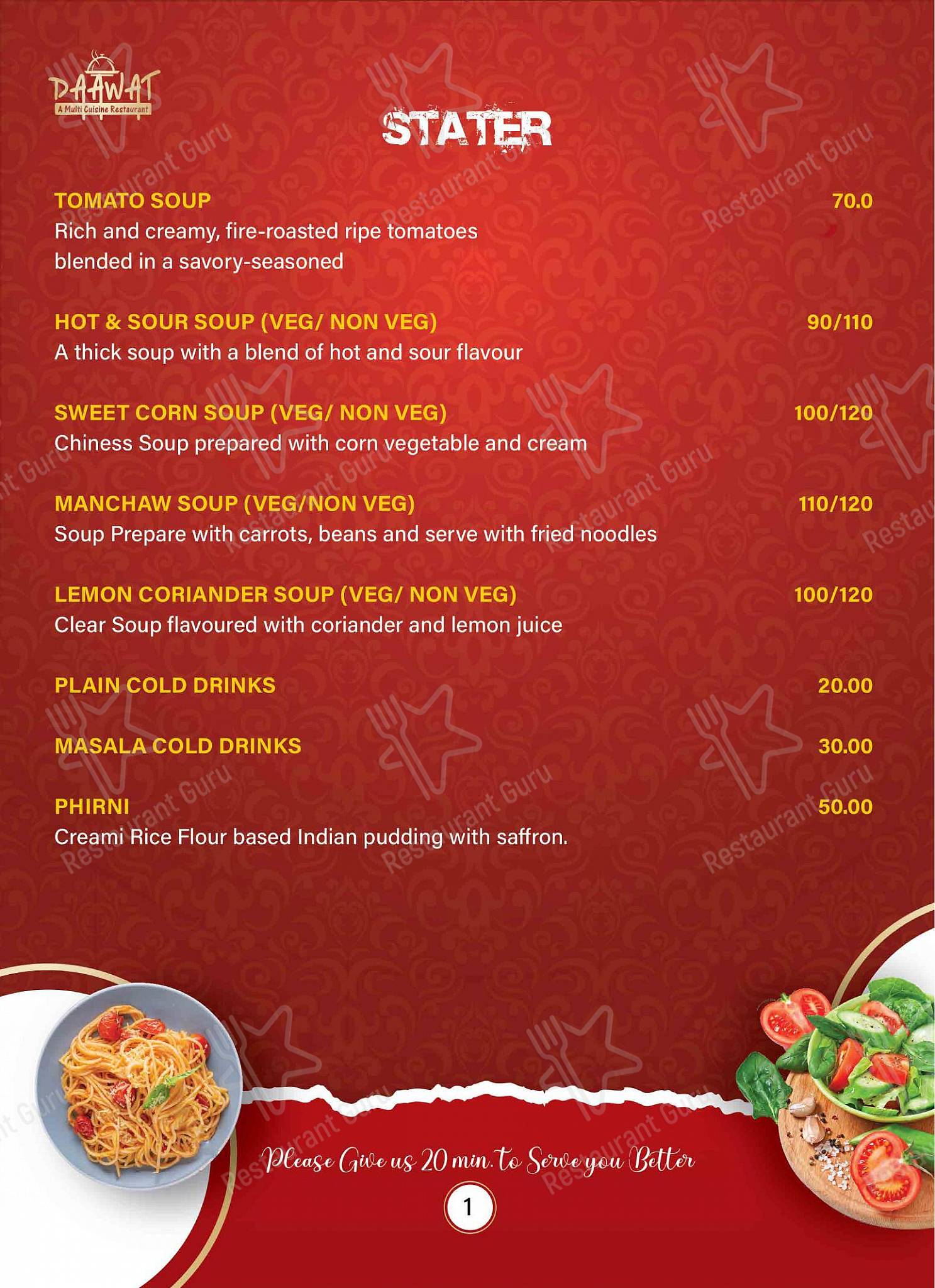 Daawat Restaurant menu