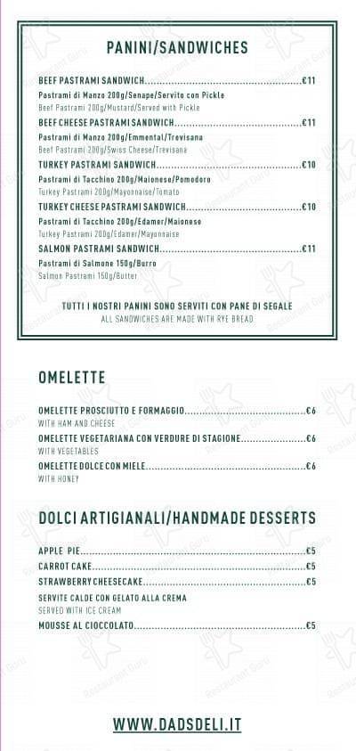 Menu di Dad's Deli Pastrami & More 