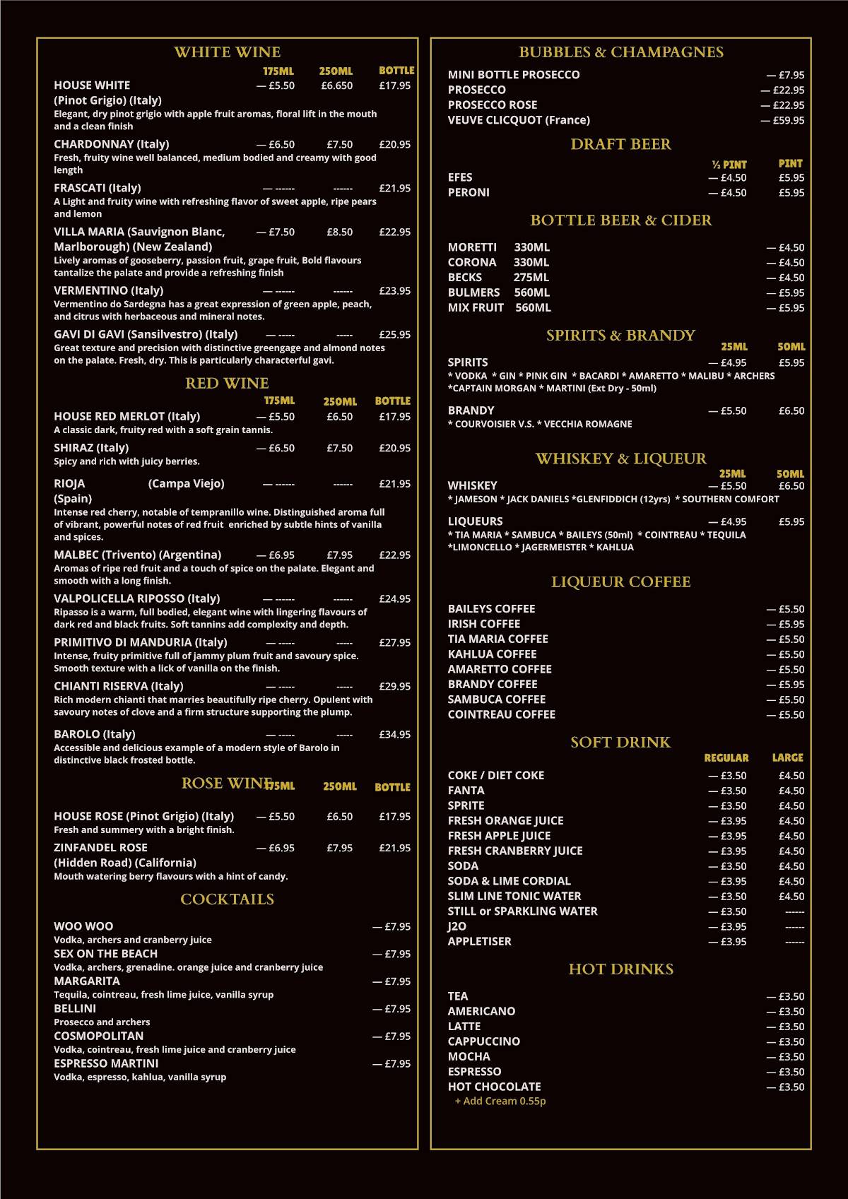 Menu at Daisy Bar Kitchen, Bradford