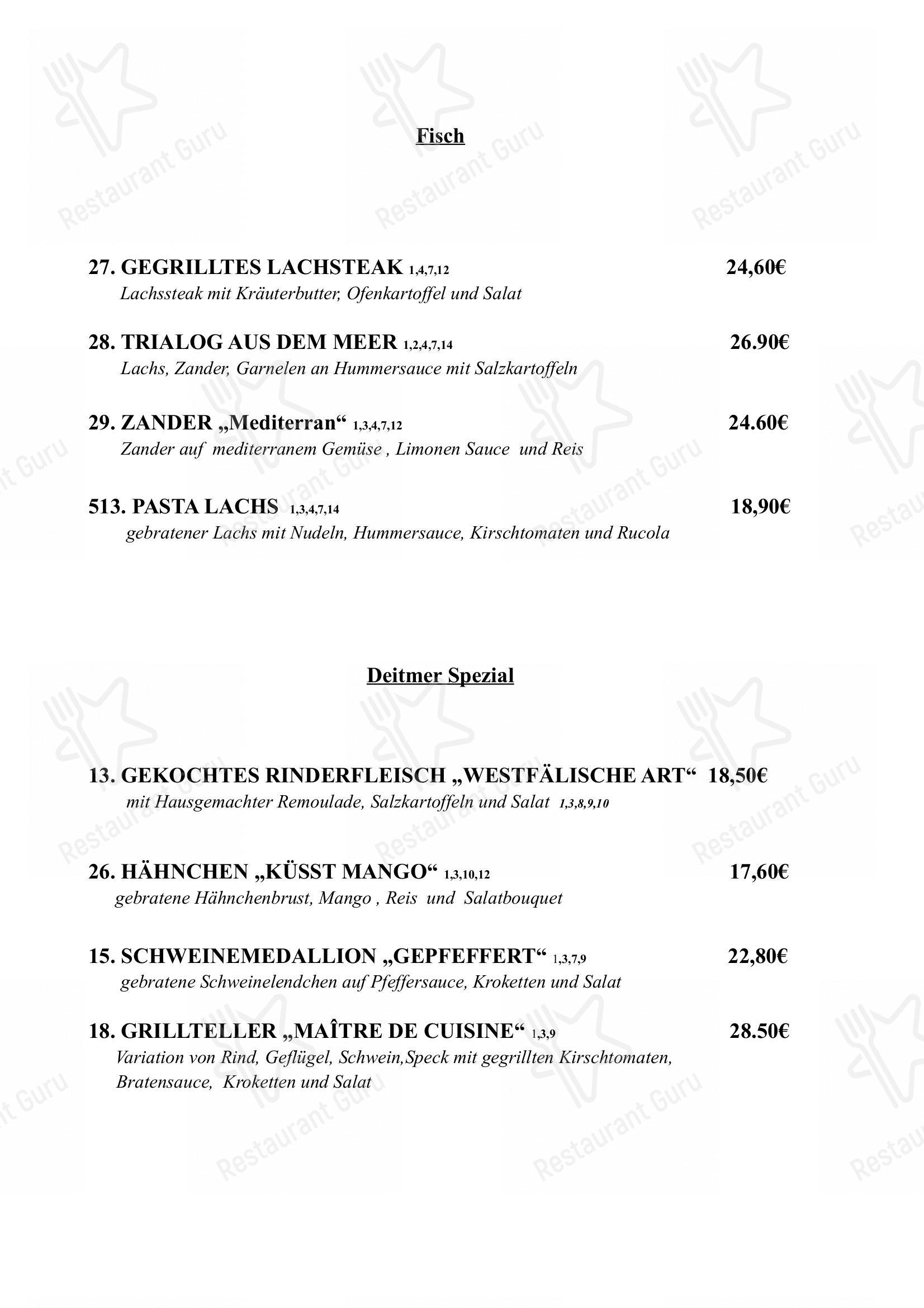 Menu pour Restaurant Deitmer dans Rhede