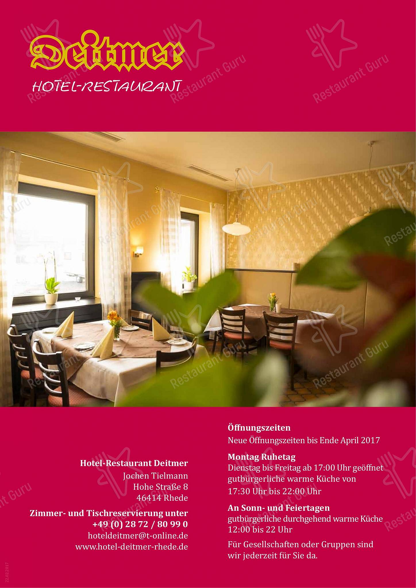 Restaurant Deitmer dans Rhede - Основное меню