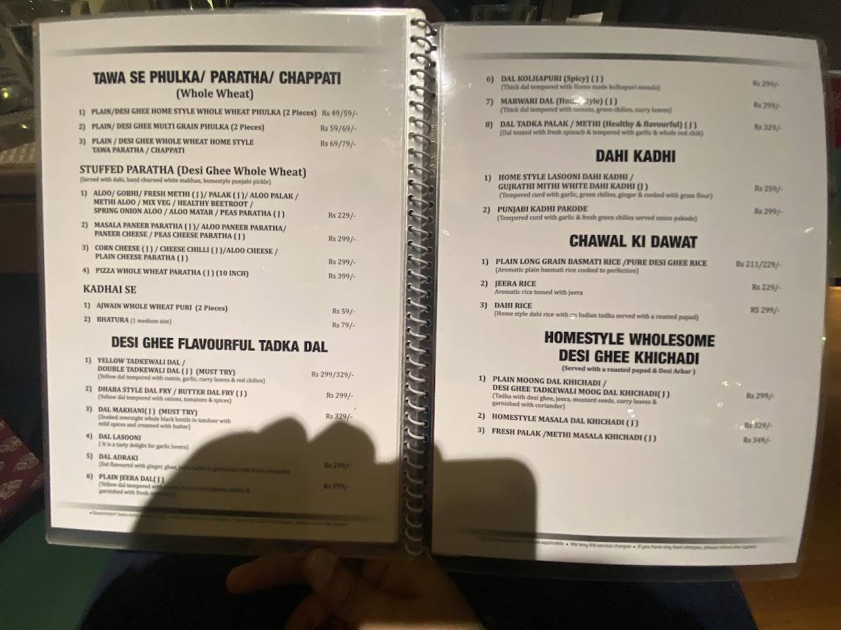 Dhaba Shaba Indian Veg Bistro menu