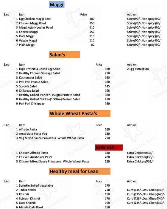 Dietary Kitchen menu