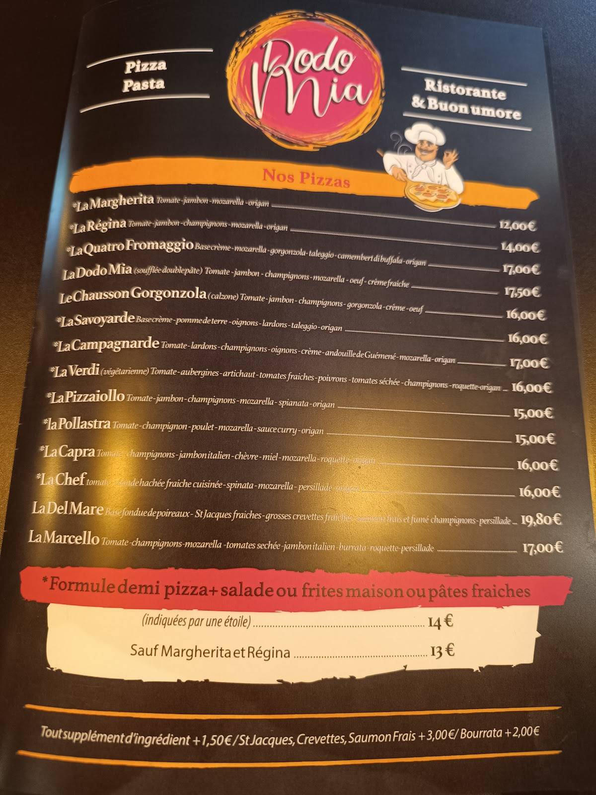 Menu de Dodo Mia