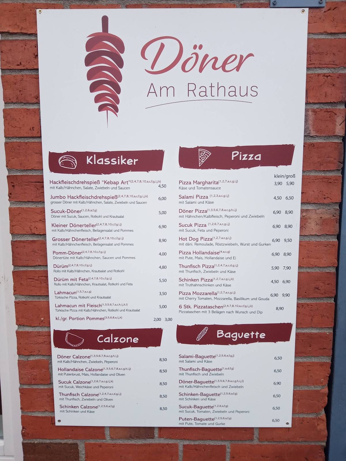 Speisekarte von Döner am Rathaus, Wietzendorf