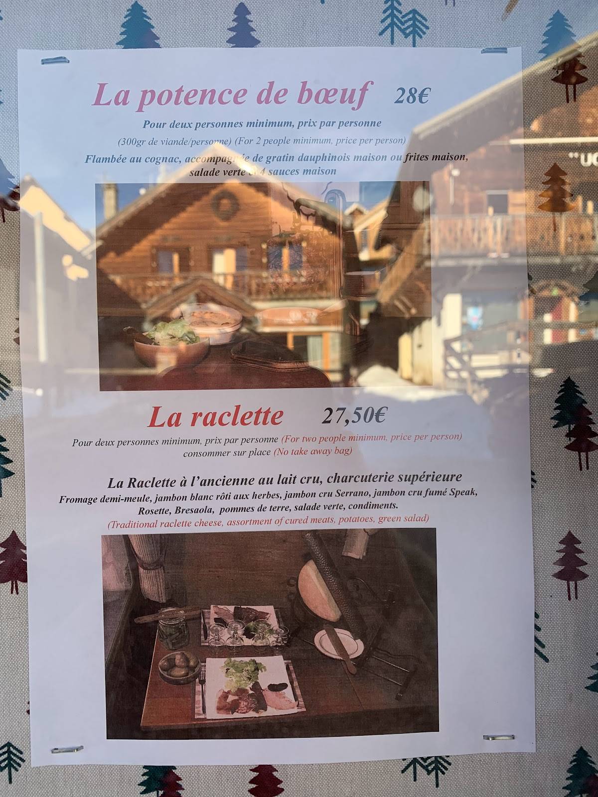 Menu de Restaurant Edelweiss