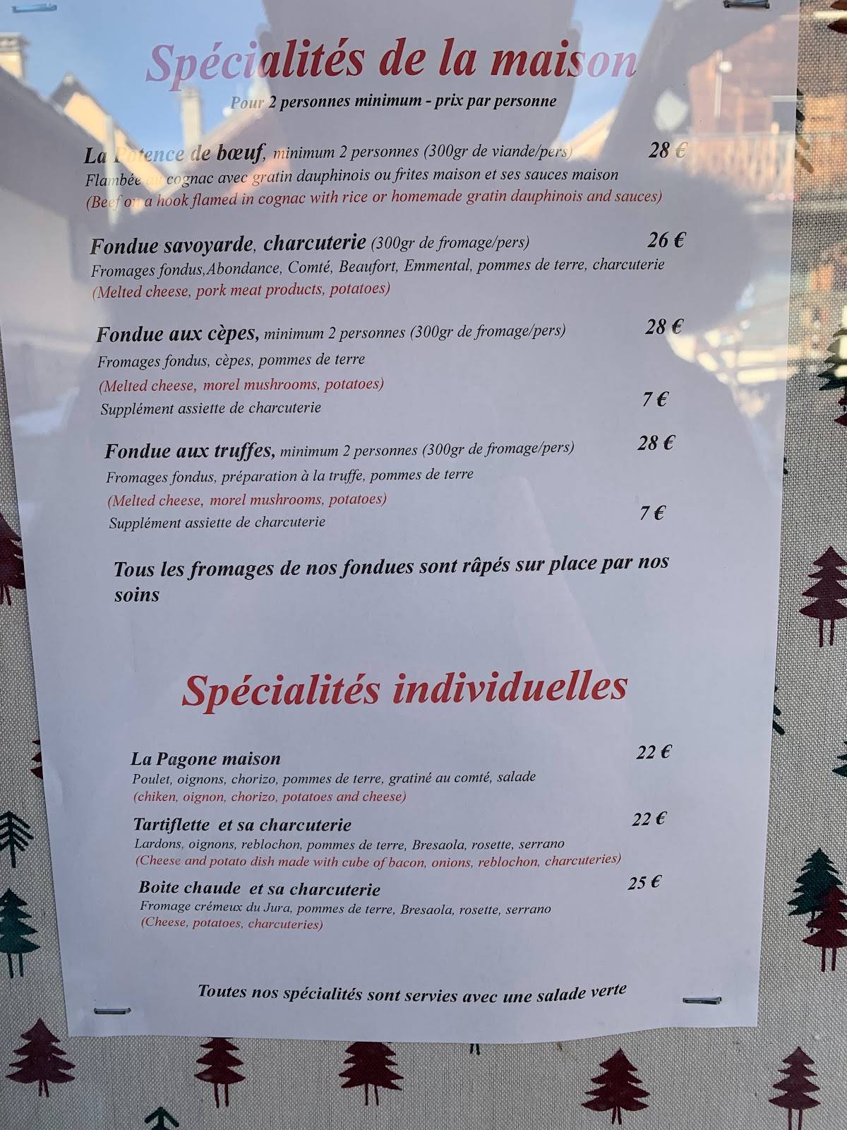 Menu de Restaurant Edelweiss