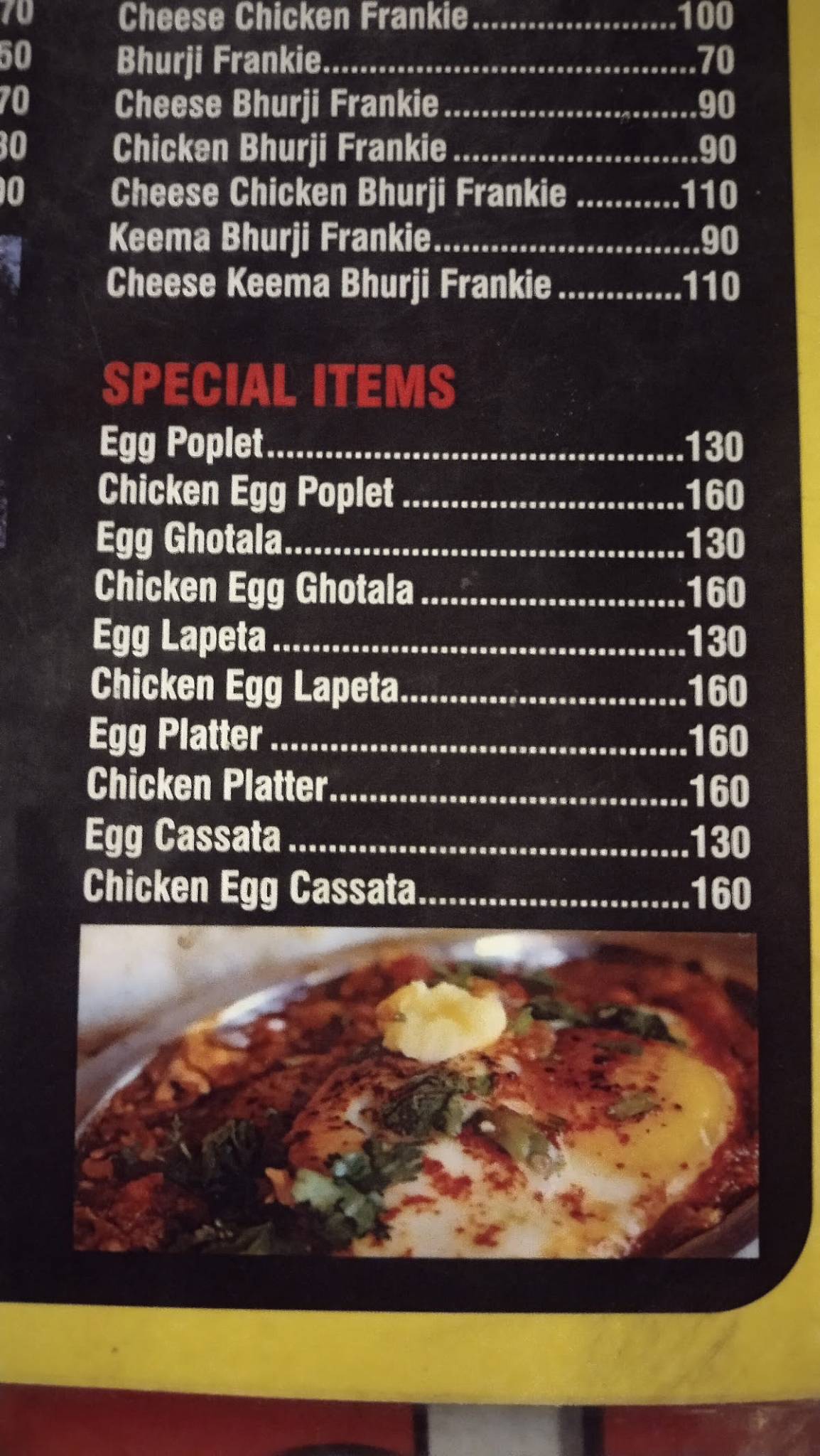 Egg Adda menu