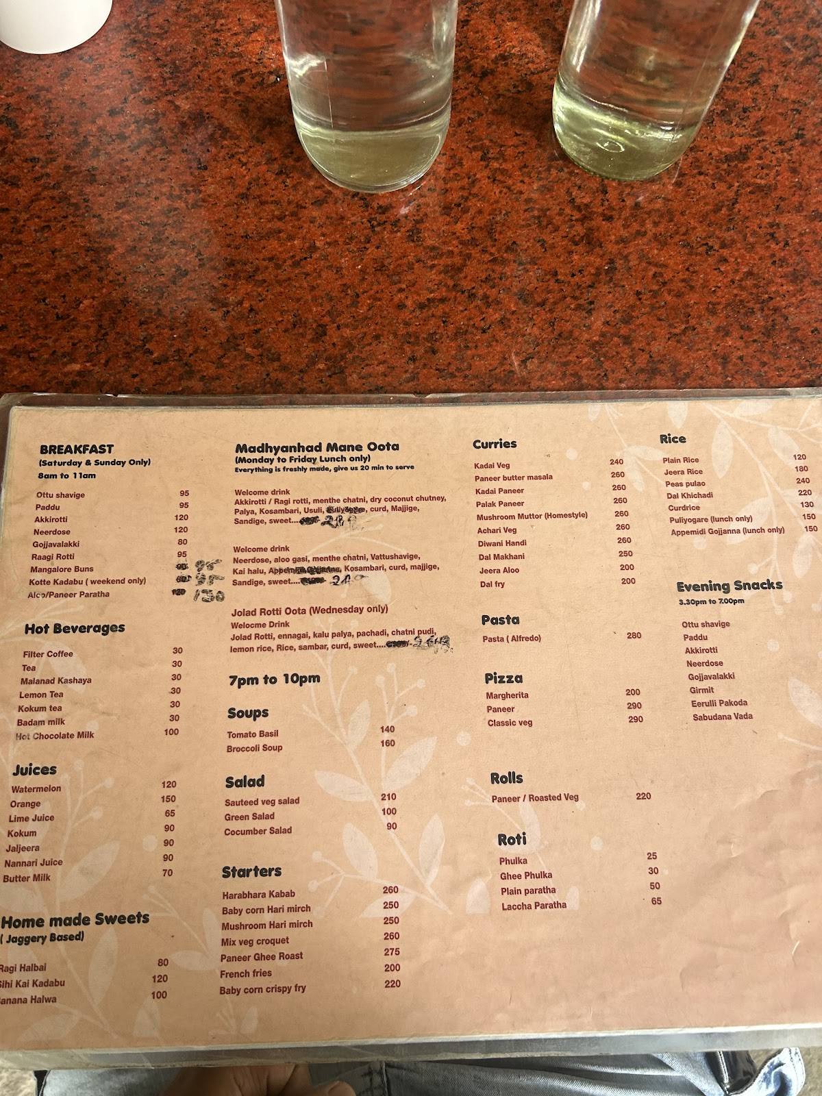 Elephant's High cafe menu