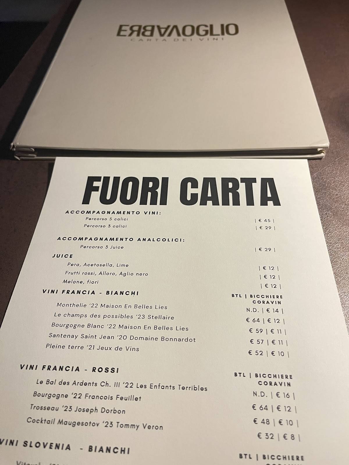 Menu di Erbavoglio 