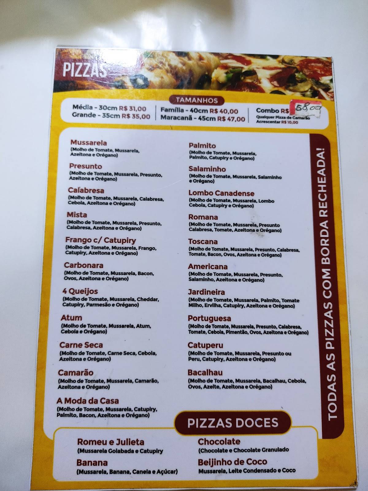 FM Restaurante e Pizzaria cardápio