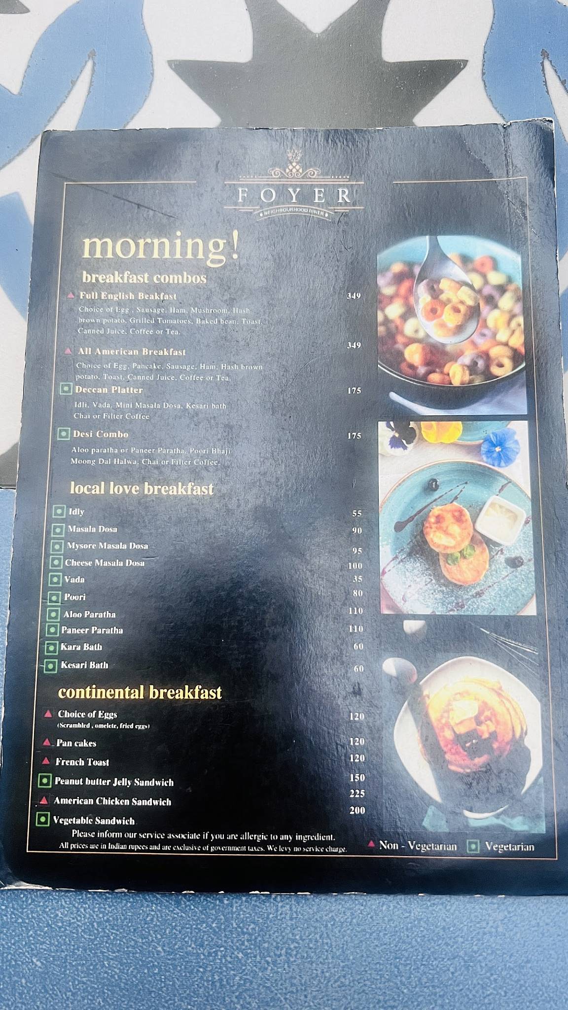 FOYER menu