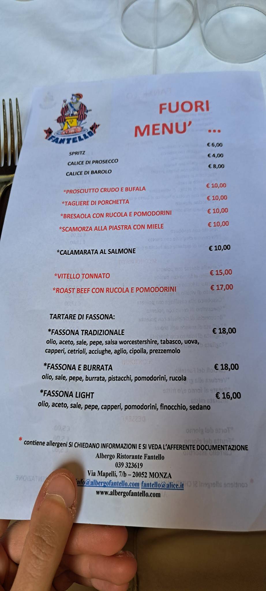Menu di Fantello 