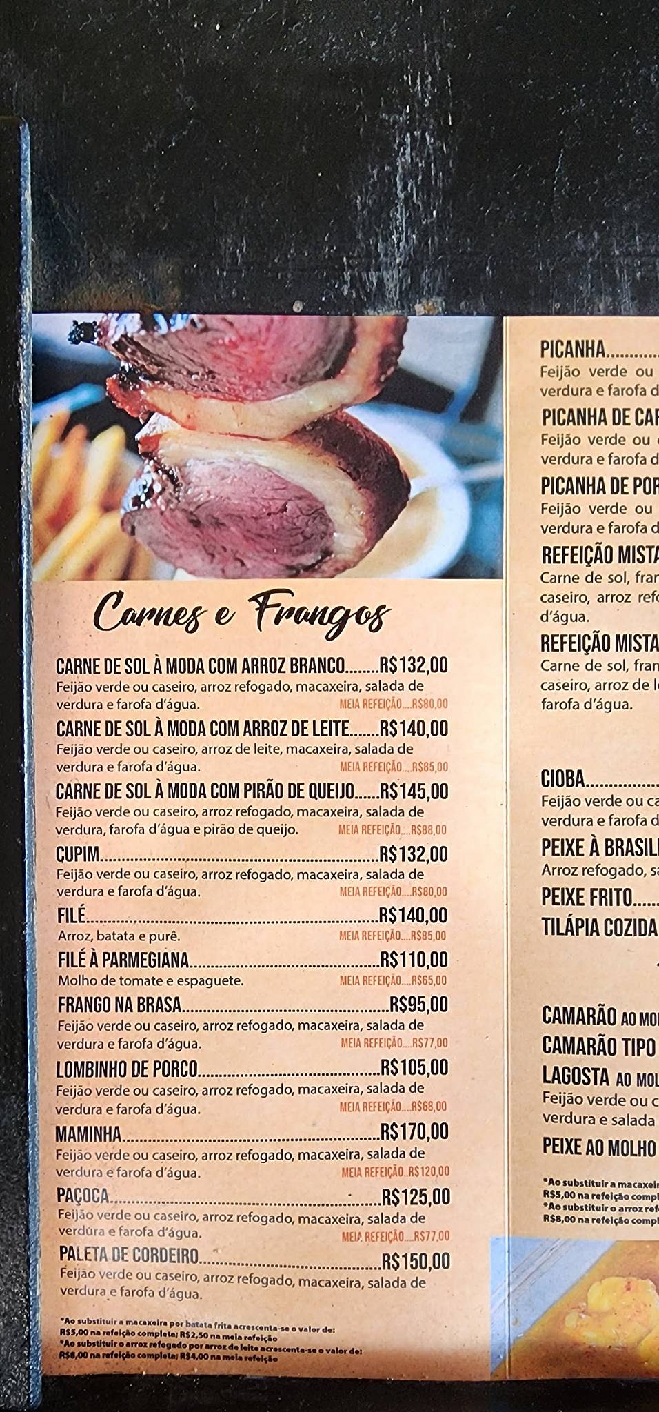 Farol Bar e Restaurante cardápio