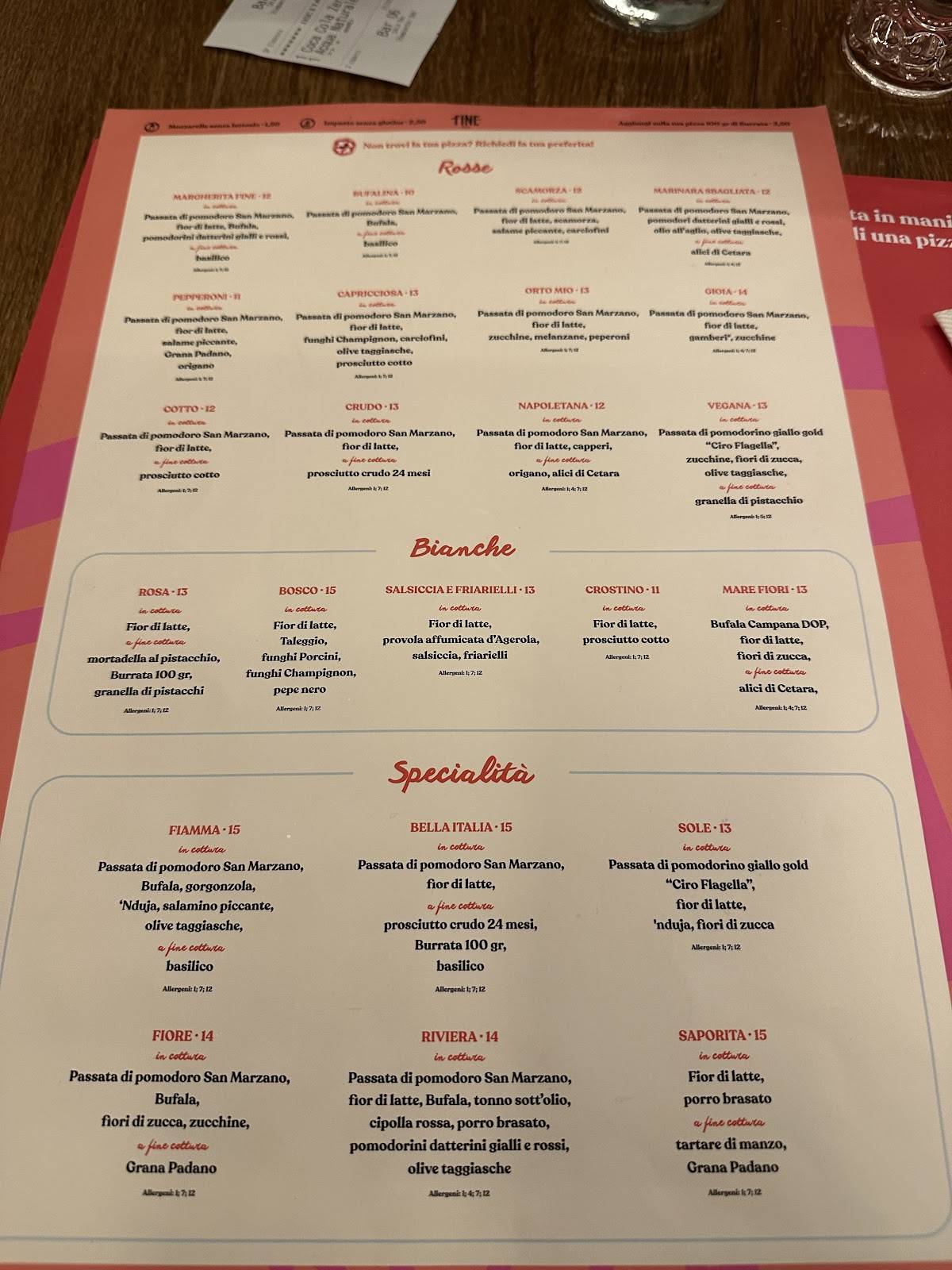 Menu di Fine Pizza
