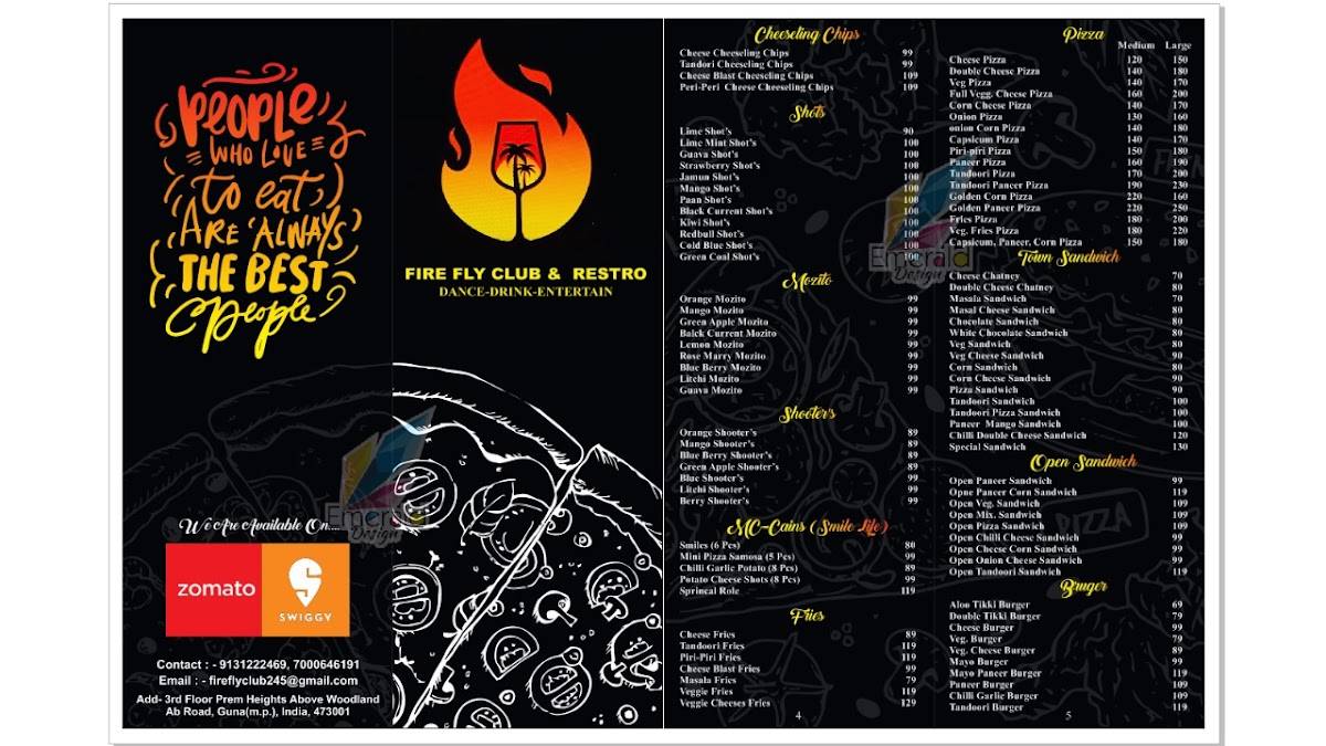 Firefly Club & Restro menu