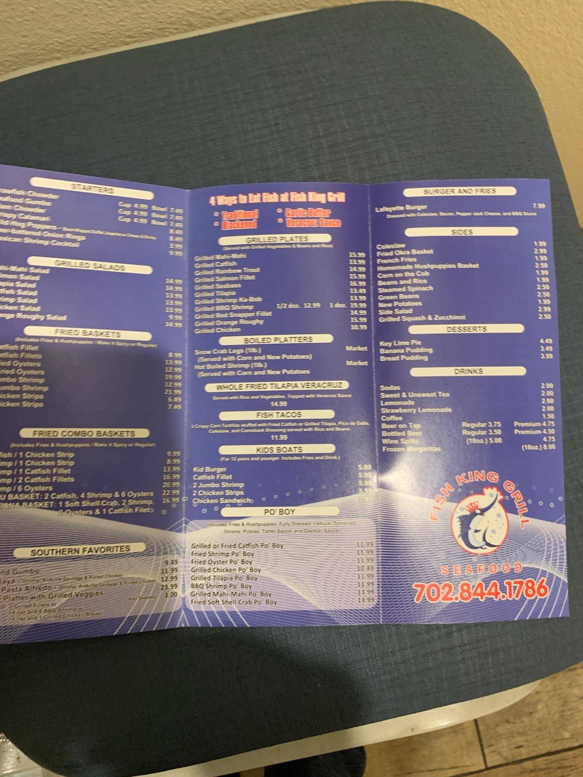 Menu at Fish King Grill restaurant, Las Vegas, 500 E Windmill Ln 145