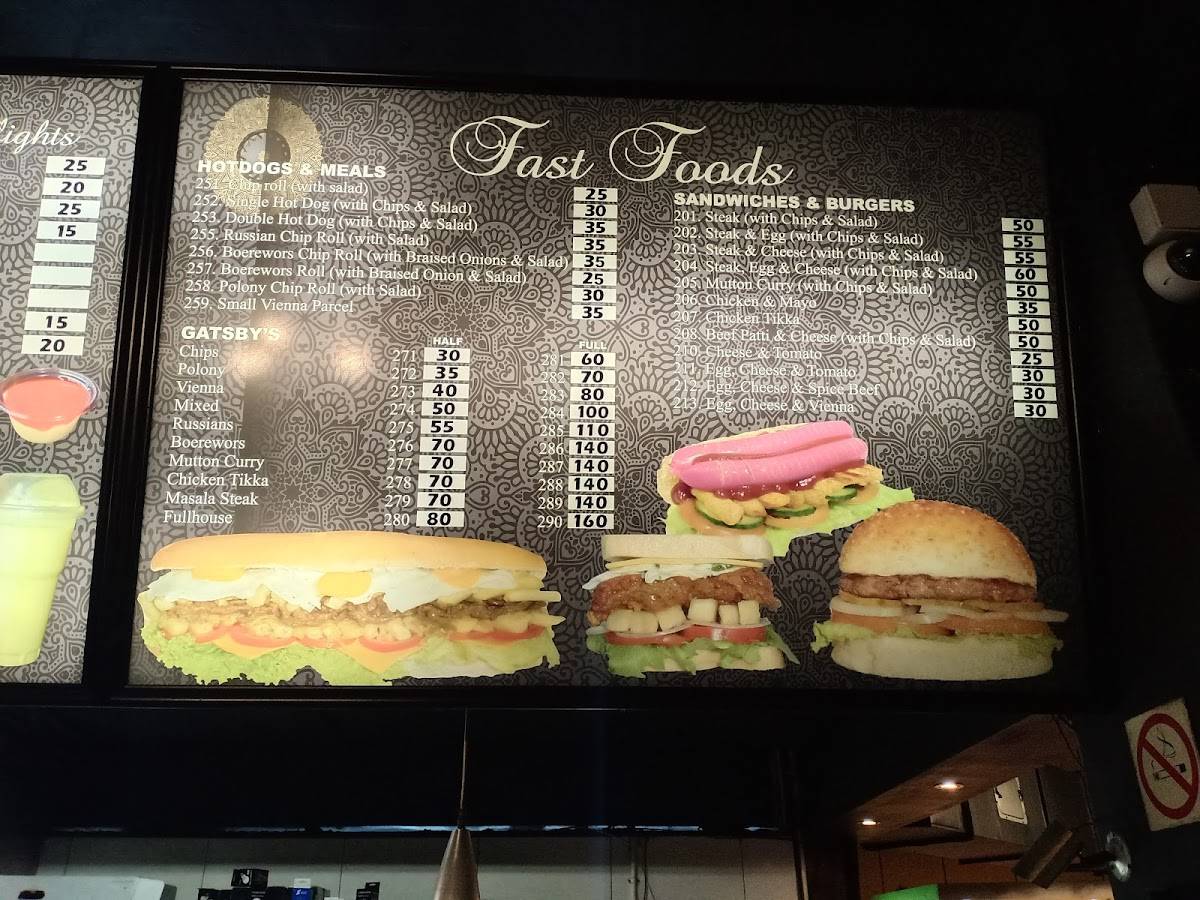 Menu at Food Inn India restaurant, Cape Town, 156 Long St
