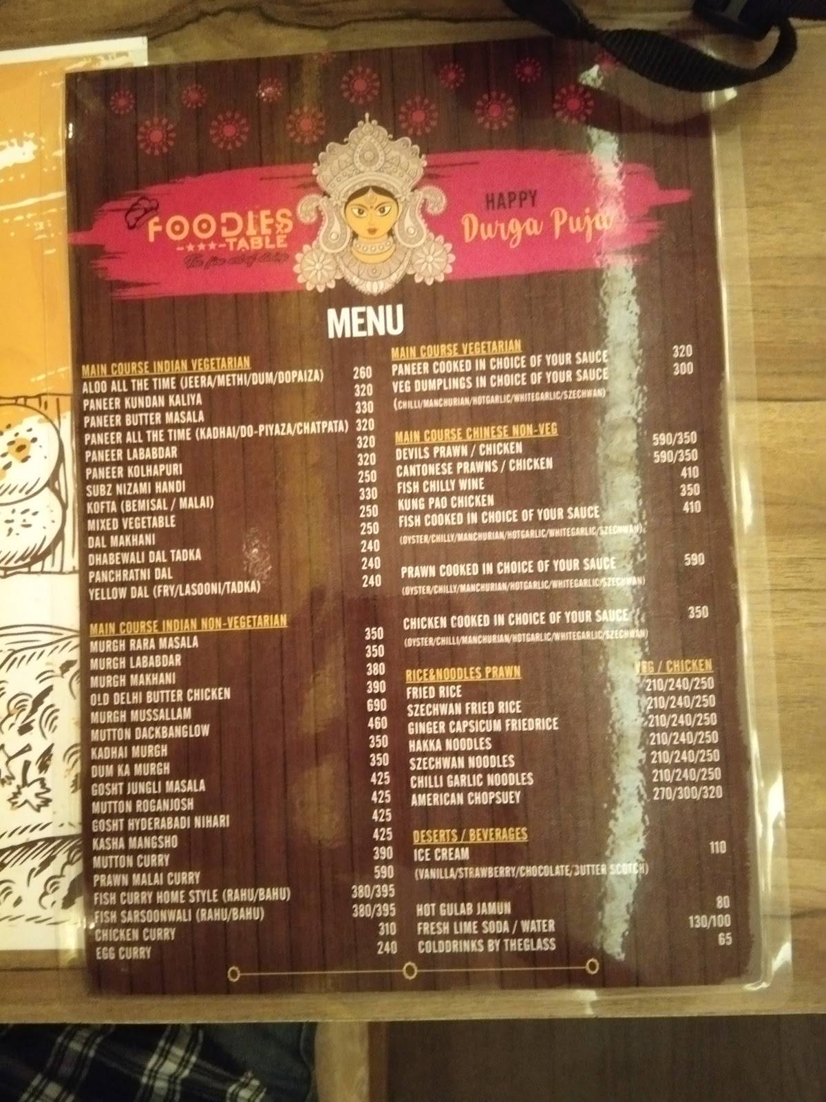 Menu at Foodies Table, Jorhat