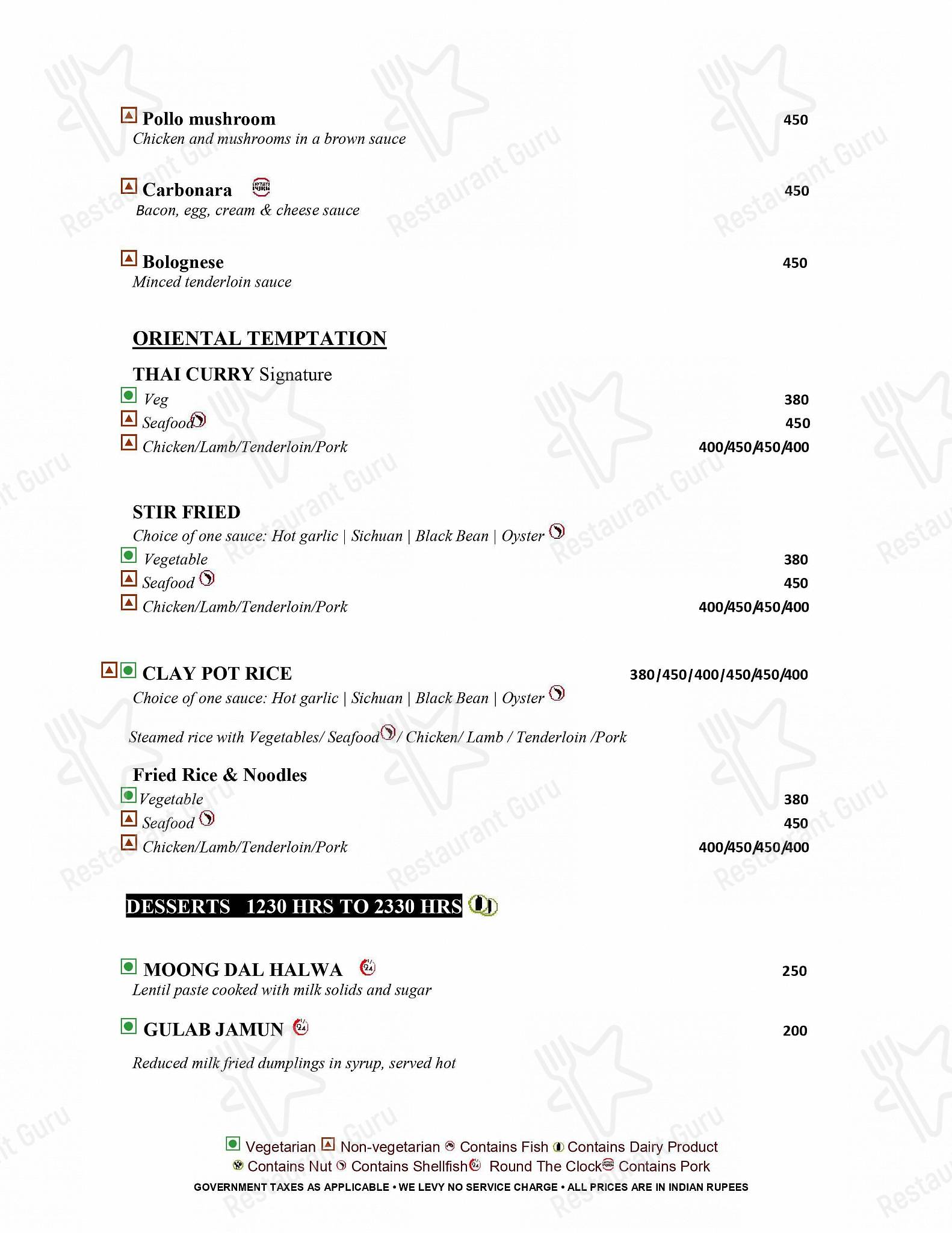 Orchid Restaurant menu