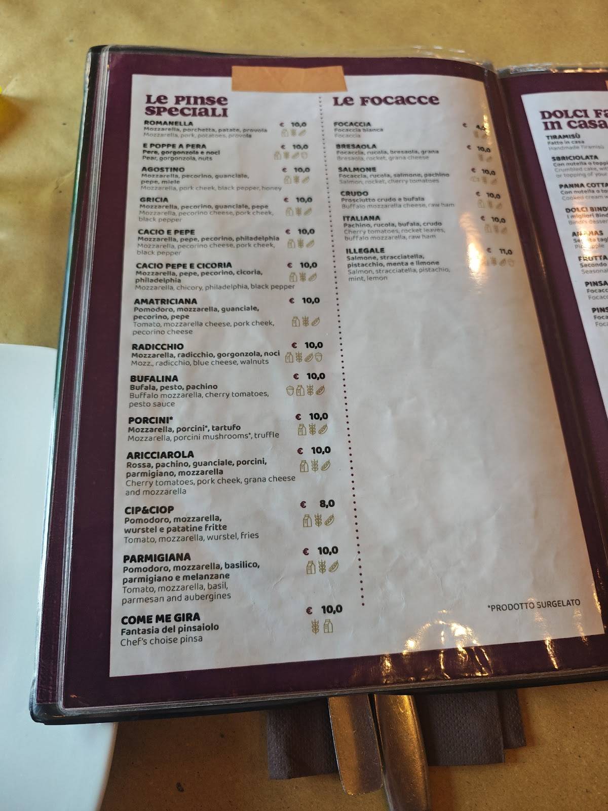 Menu di Fraschetta la Romanella 