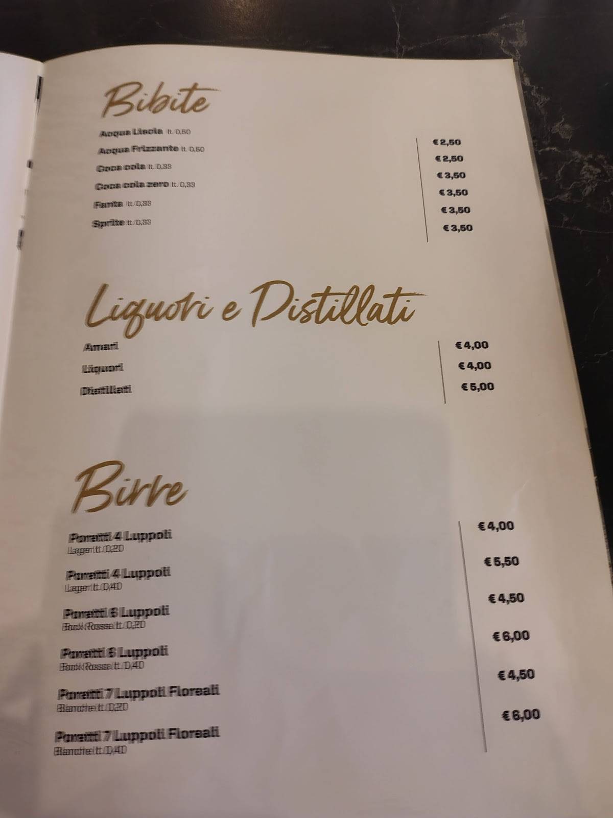 Menu di Fresco Trattoria Pizzeria Napoli Centrale 