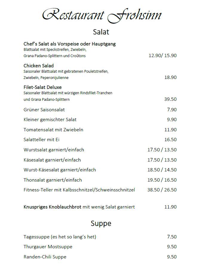 Menu di Restaurant, Catering & Apéro`s Frohsinn Frauenfeld 