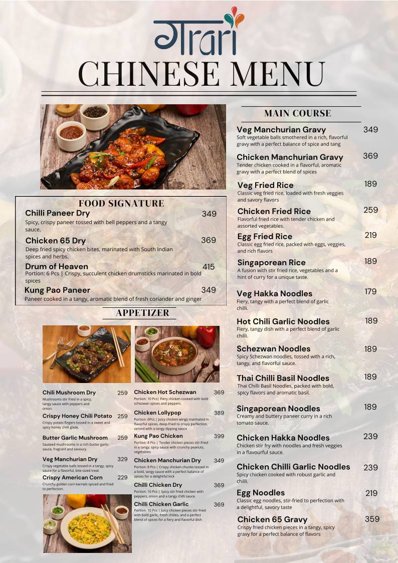 Garari menu