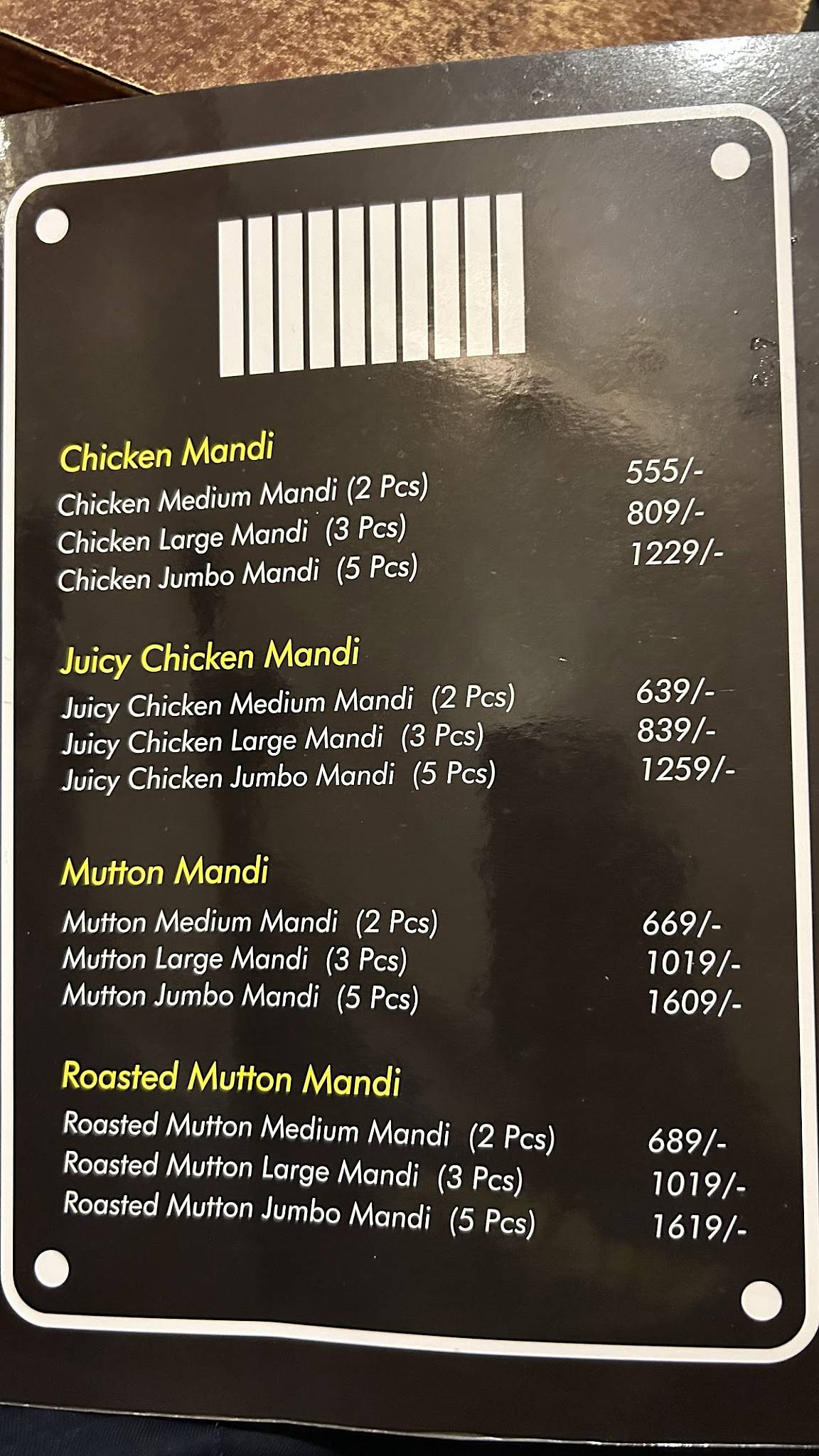 Gismat Arabic Jail Theme Restaurant menu