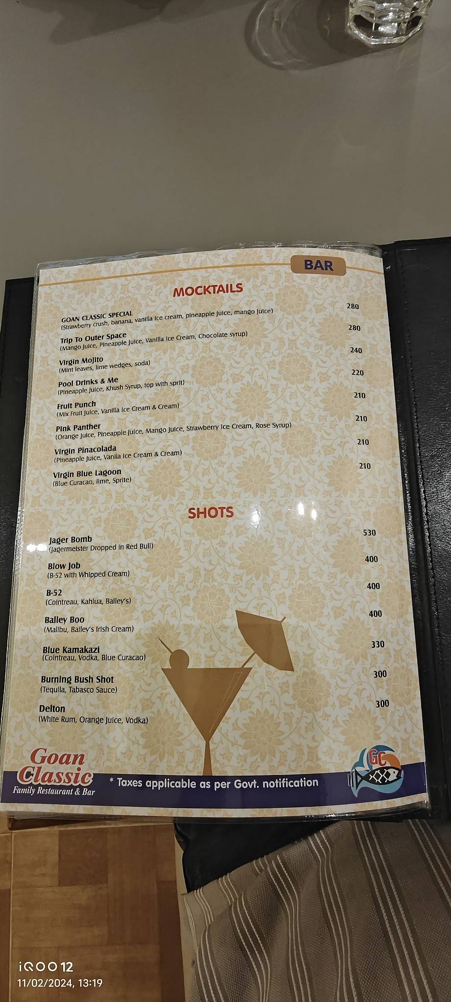 Goan Classic Family Restaurant and Bar menu