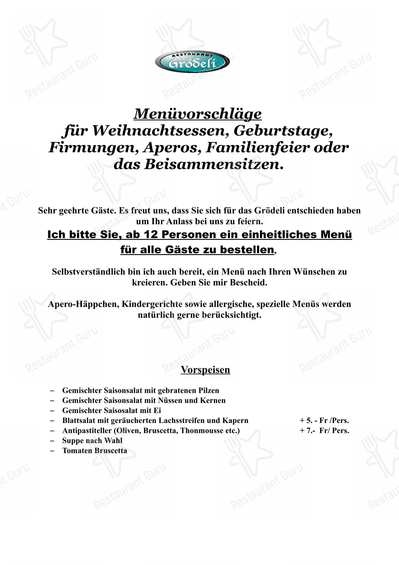 Коктейльная карта per Restaurant Grödeli ristorante