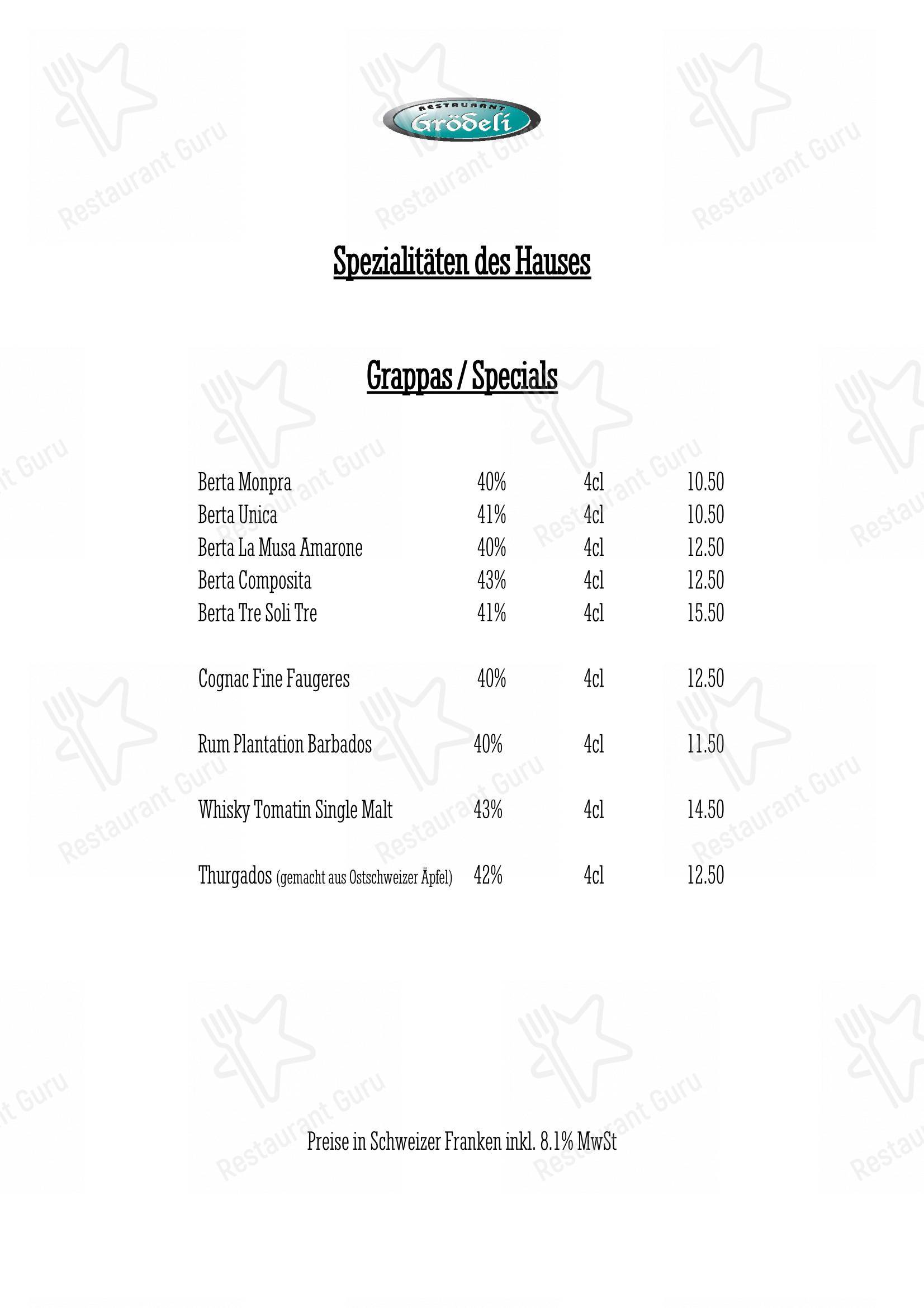 Restaurant Grödeli in Kreuzlingen - Крафт меню