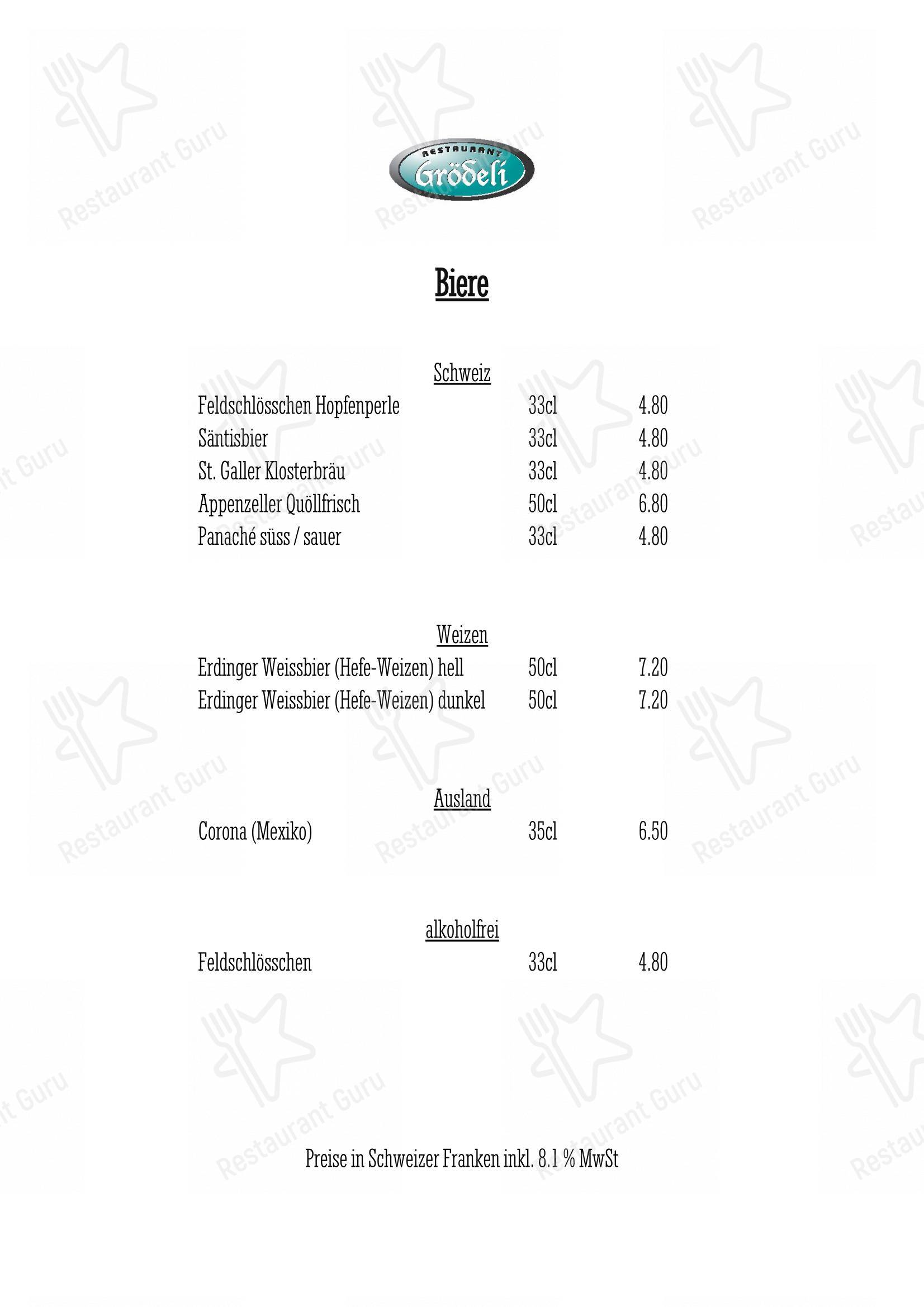 Guarda il menu di Restaurant Grödeli