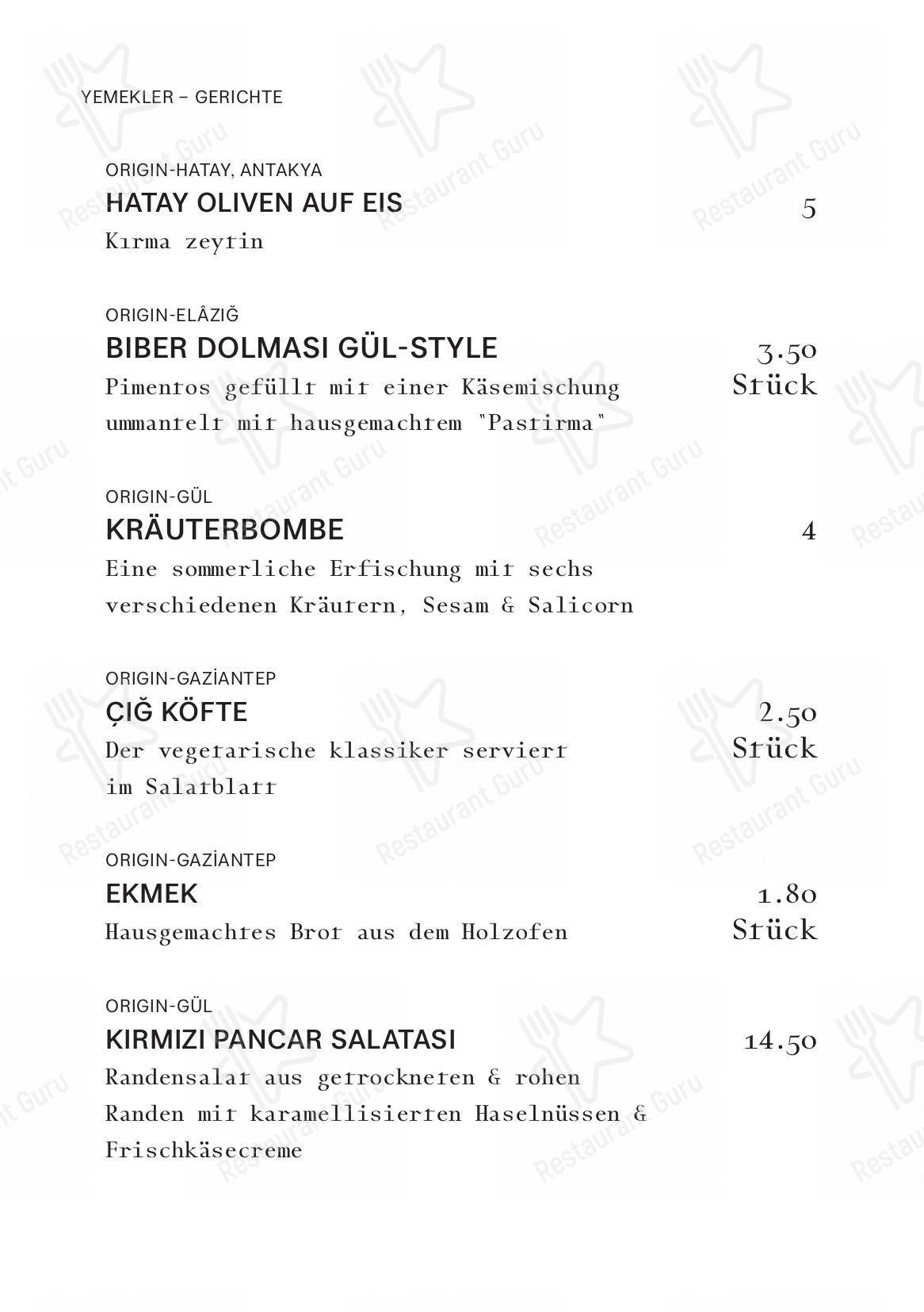 Gül Restoran in Zurigo - Menu