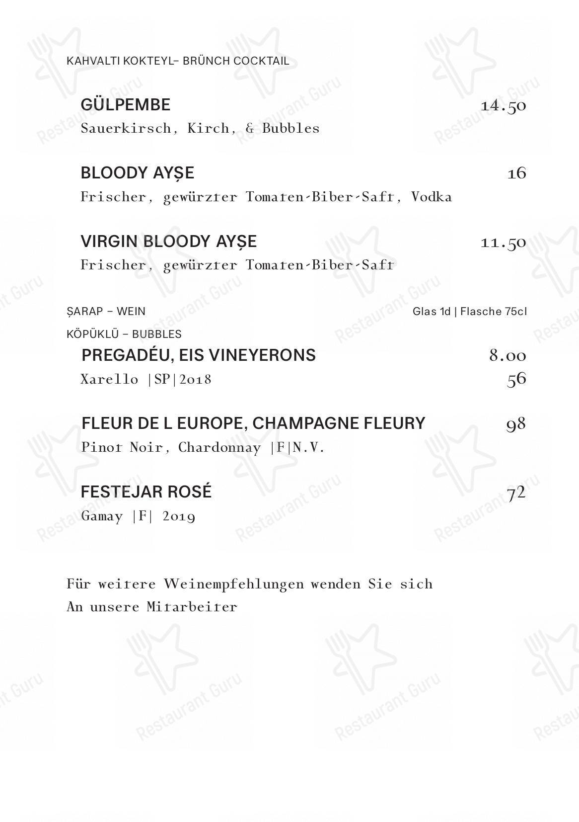 Gül Restoran in Zurigo - Menu