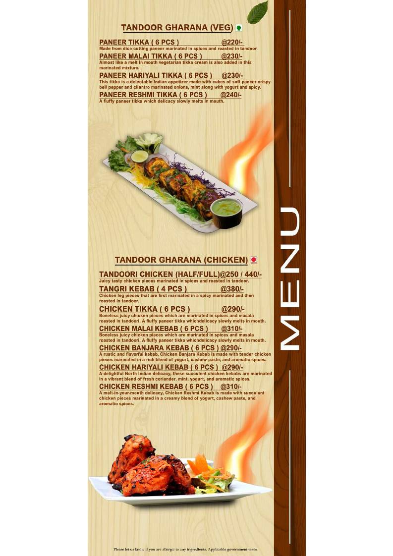 HOTEL RAJNANDINI menu