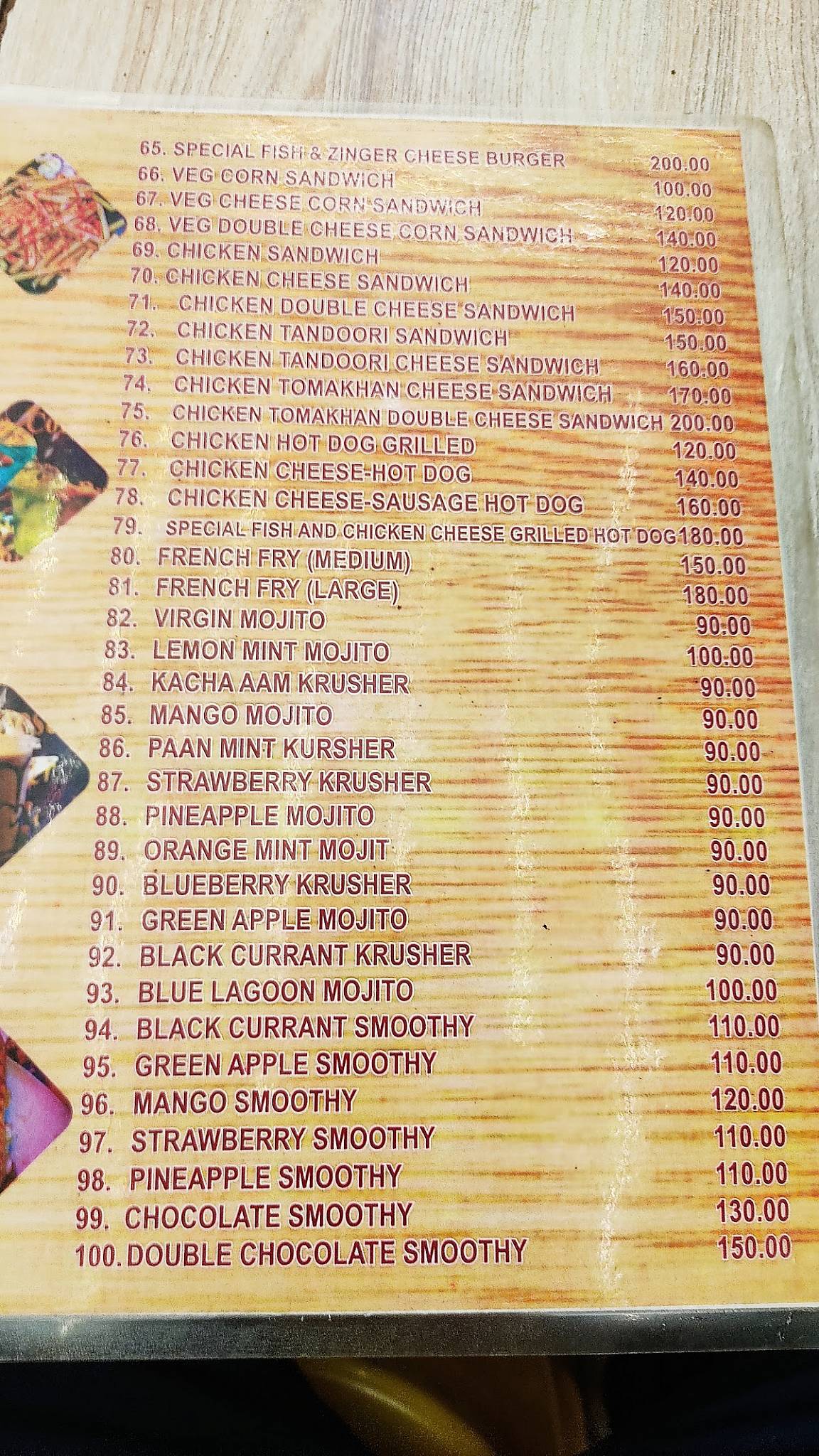 Hangout cafe Madhyamgram menu