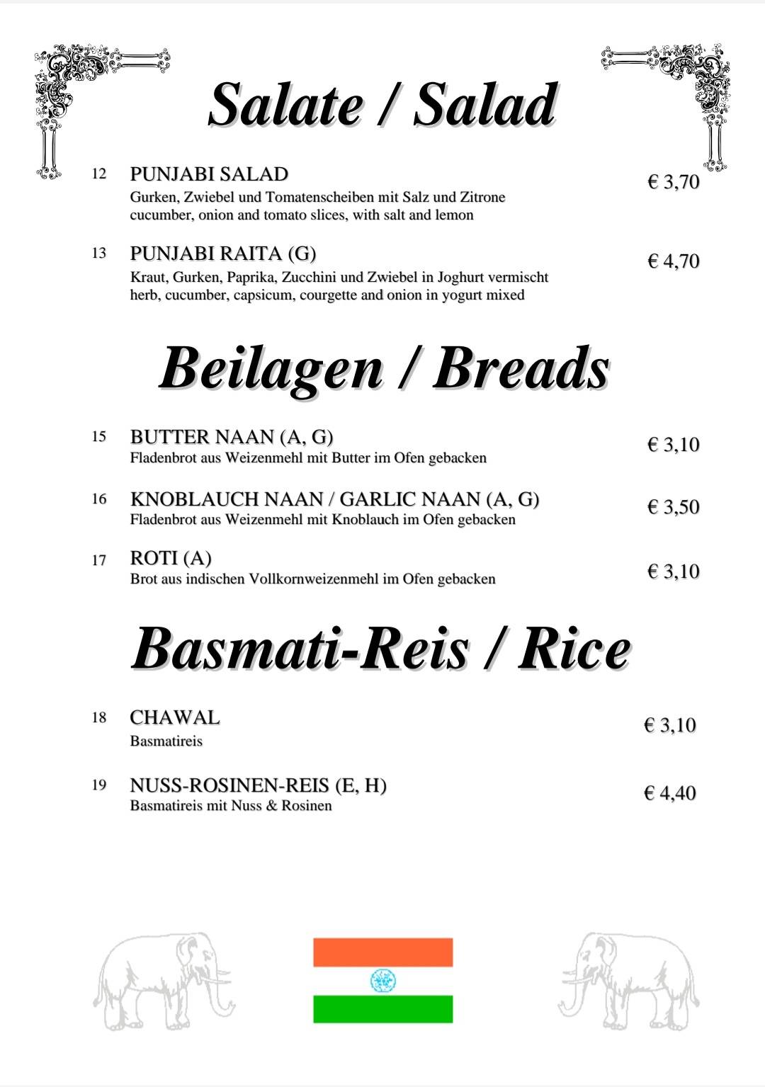 Speisekarte von Hathi Restaurant, Graz