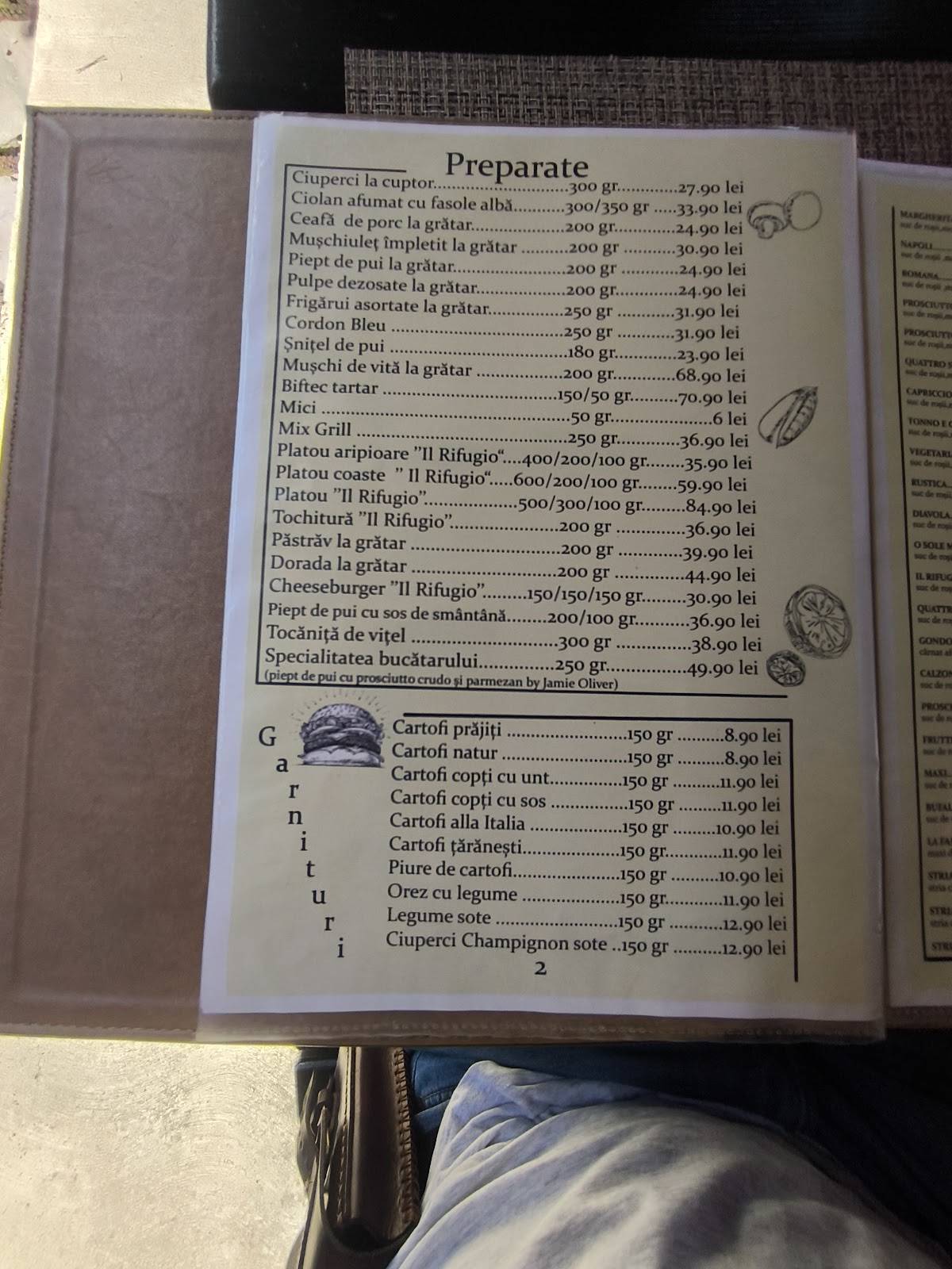 Menu de Il Rifugio