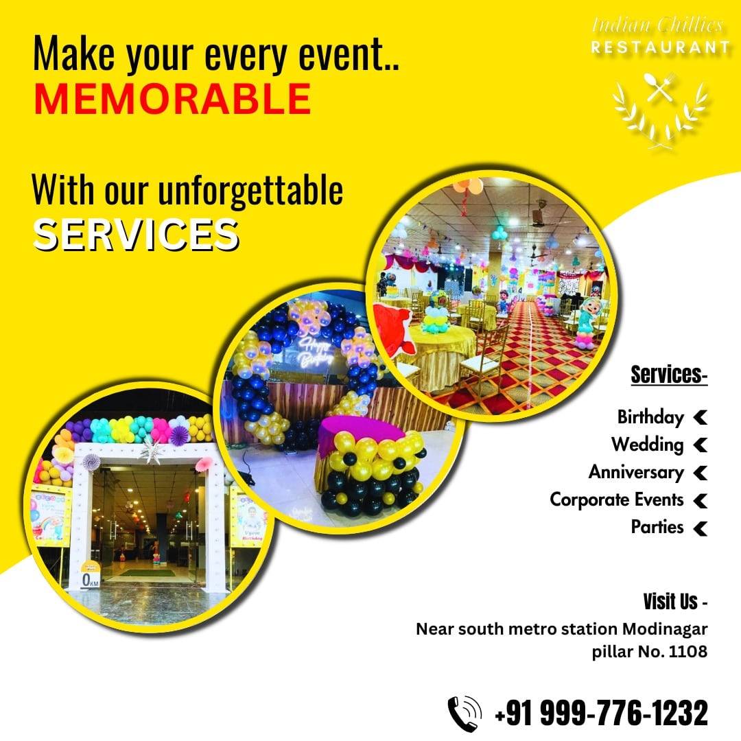 Indian Chillies Restaurant Best Banquet Hall in Modinagar Best Wedding Venue in Modinagar menu