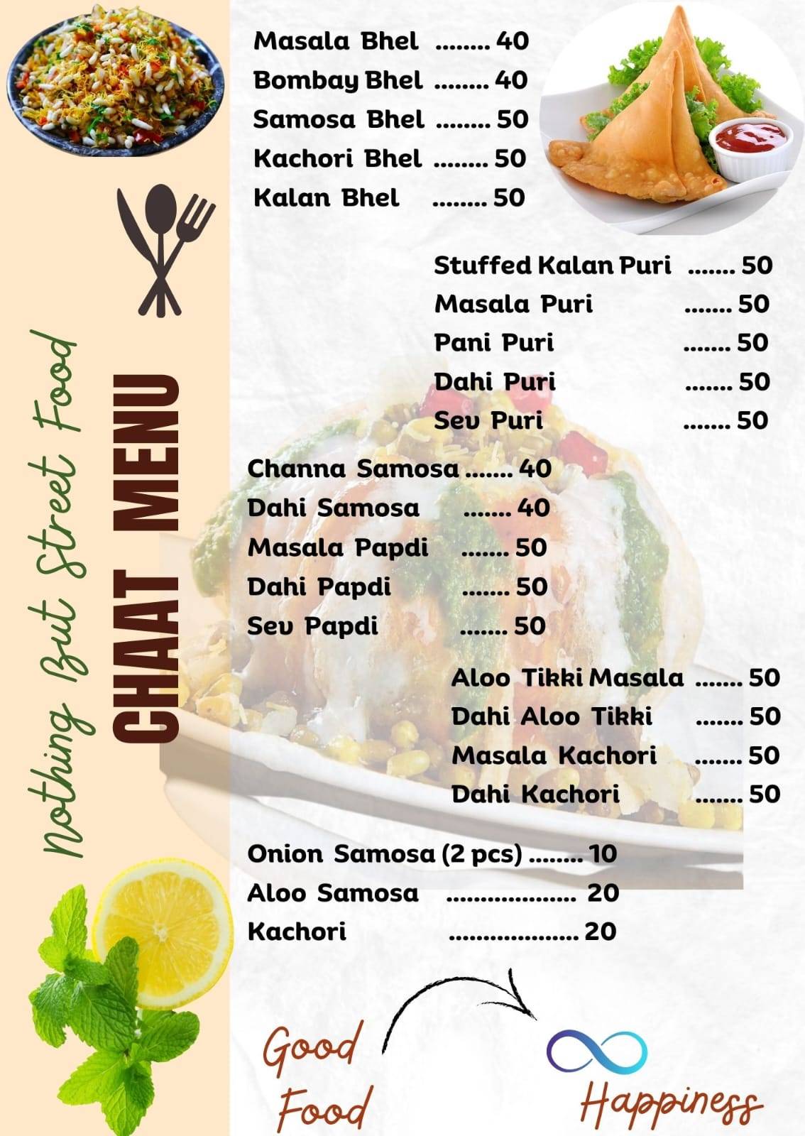 Insta Chaat menu