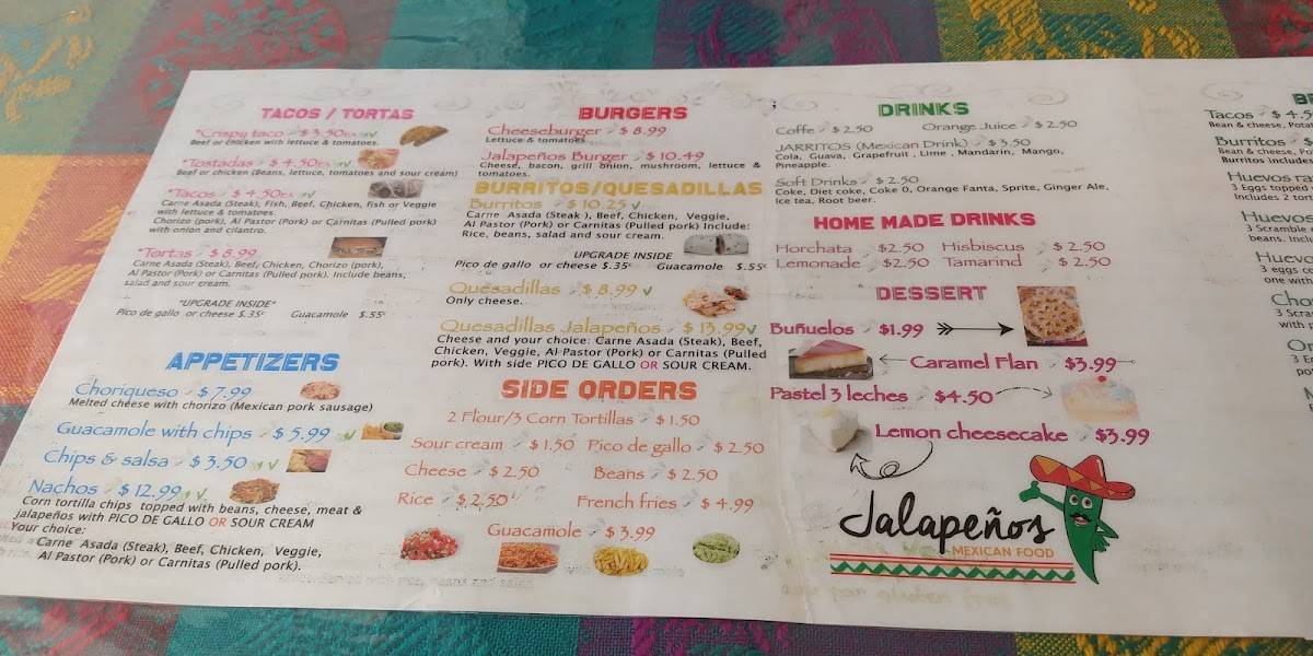 Menu at Jalapeños Mexican Food restaurant, Nanaimo