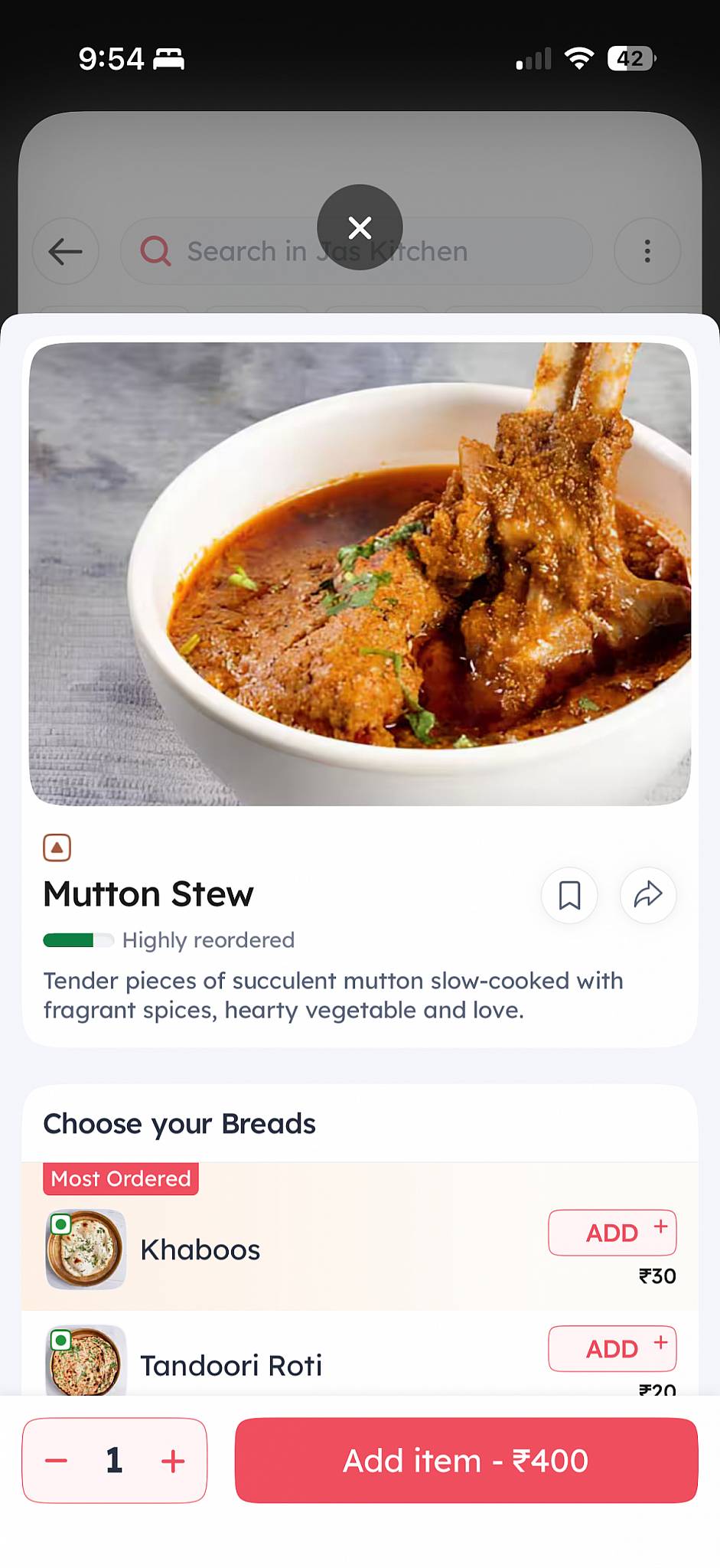 Jas Kitchen menu